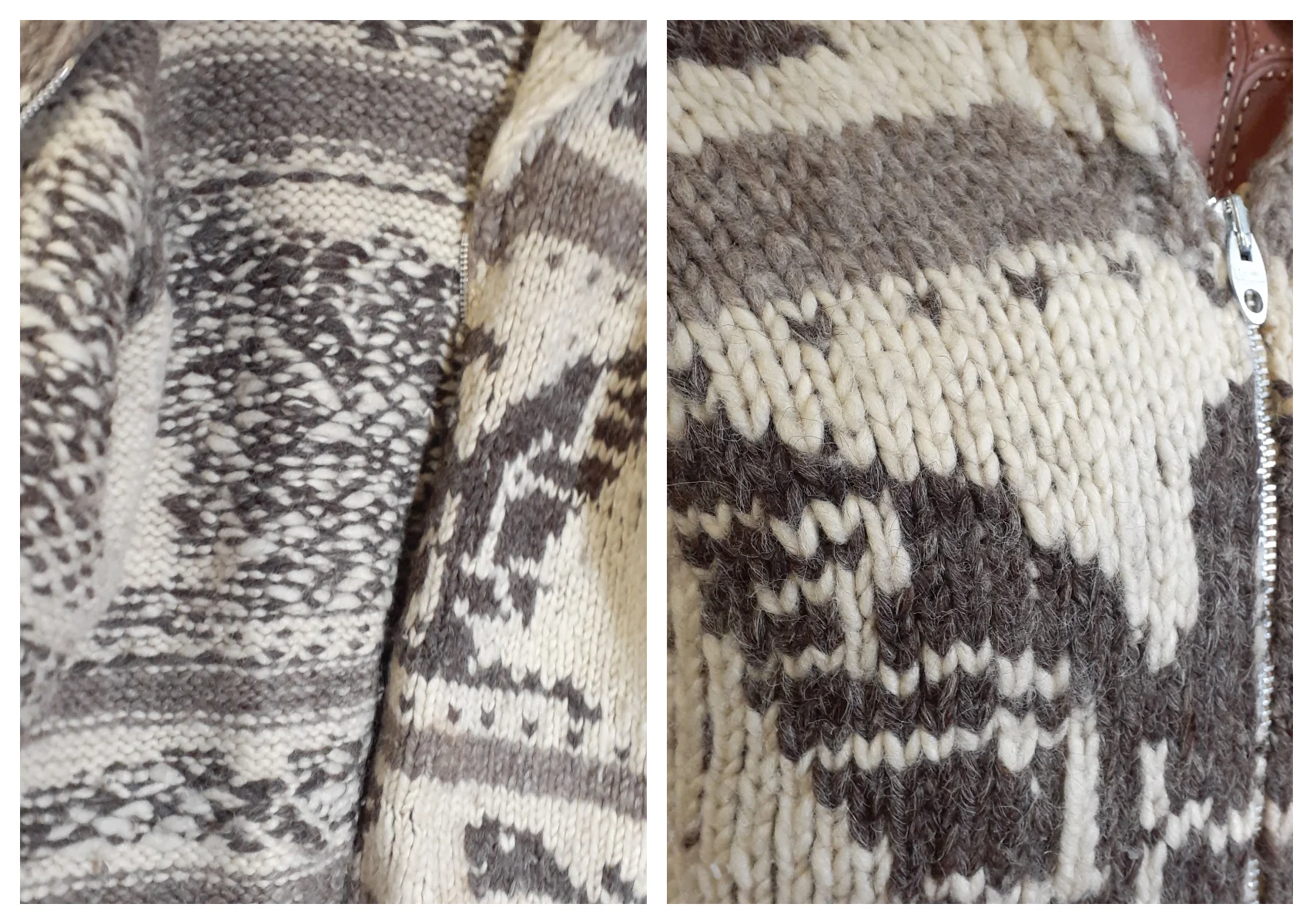70s Thick Chunky Pure Wool Hand Knit Cowichan Sweater By Hand Knit Thuderbird Cowichan / Lebowski Sweater - Image 7