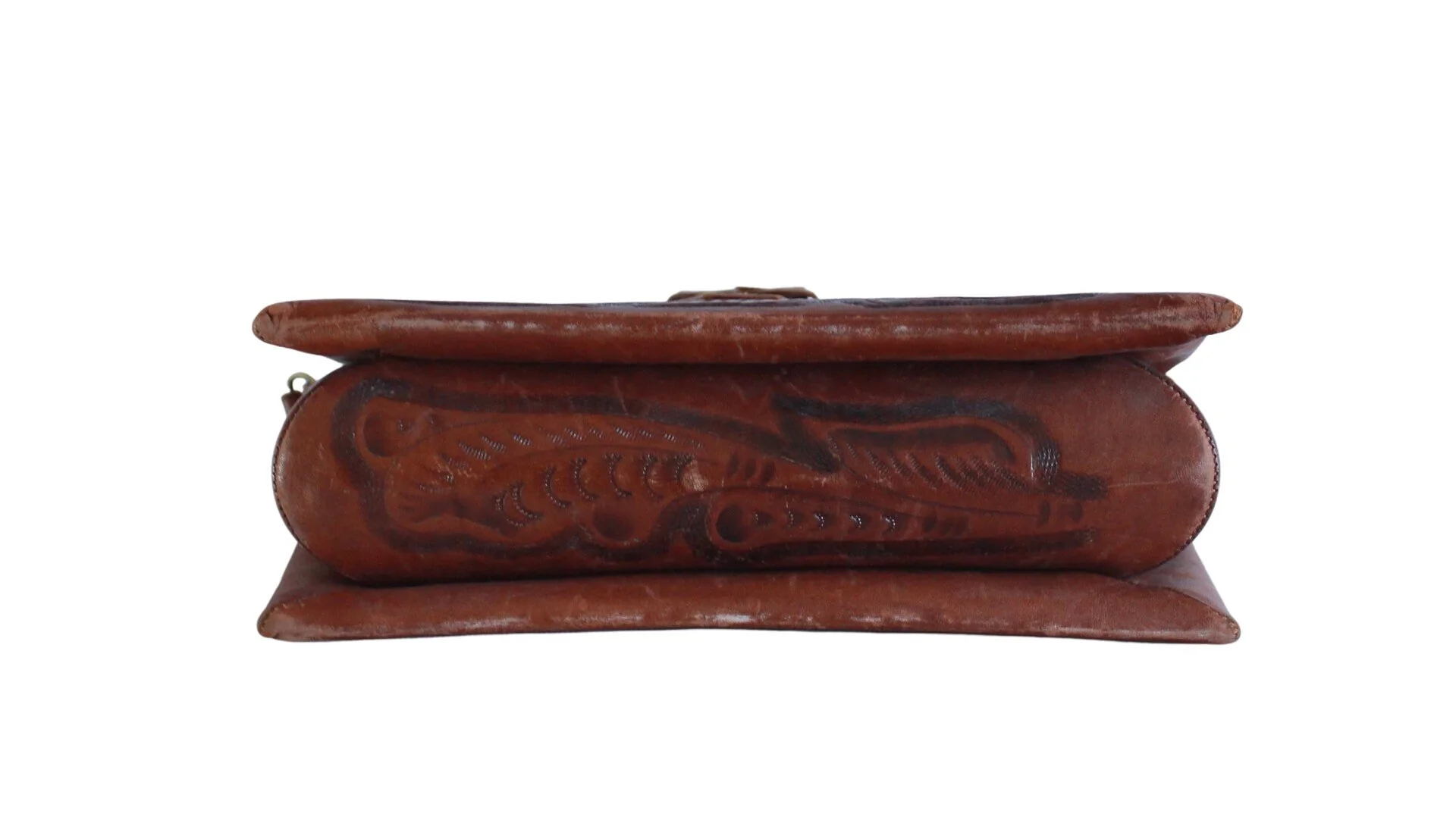 70s Tooled Leather Purse Shoulder Bag Vintage Tooled - Image 9