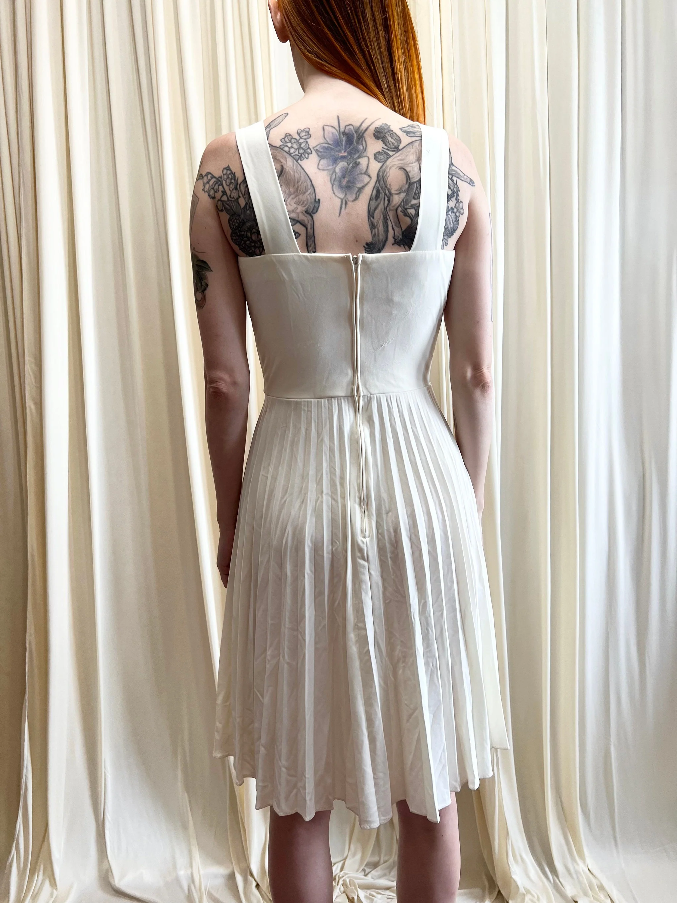 70s Tropical Tank Pleated Sundress Magenta Bolero Alfred Shaheen Dress - Image 5