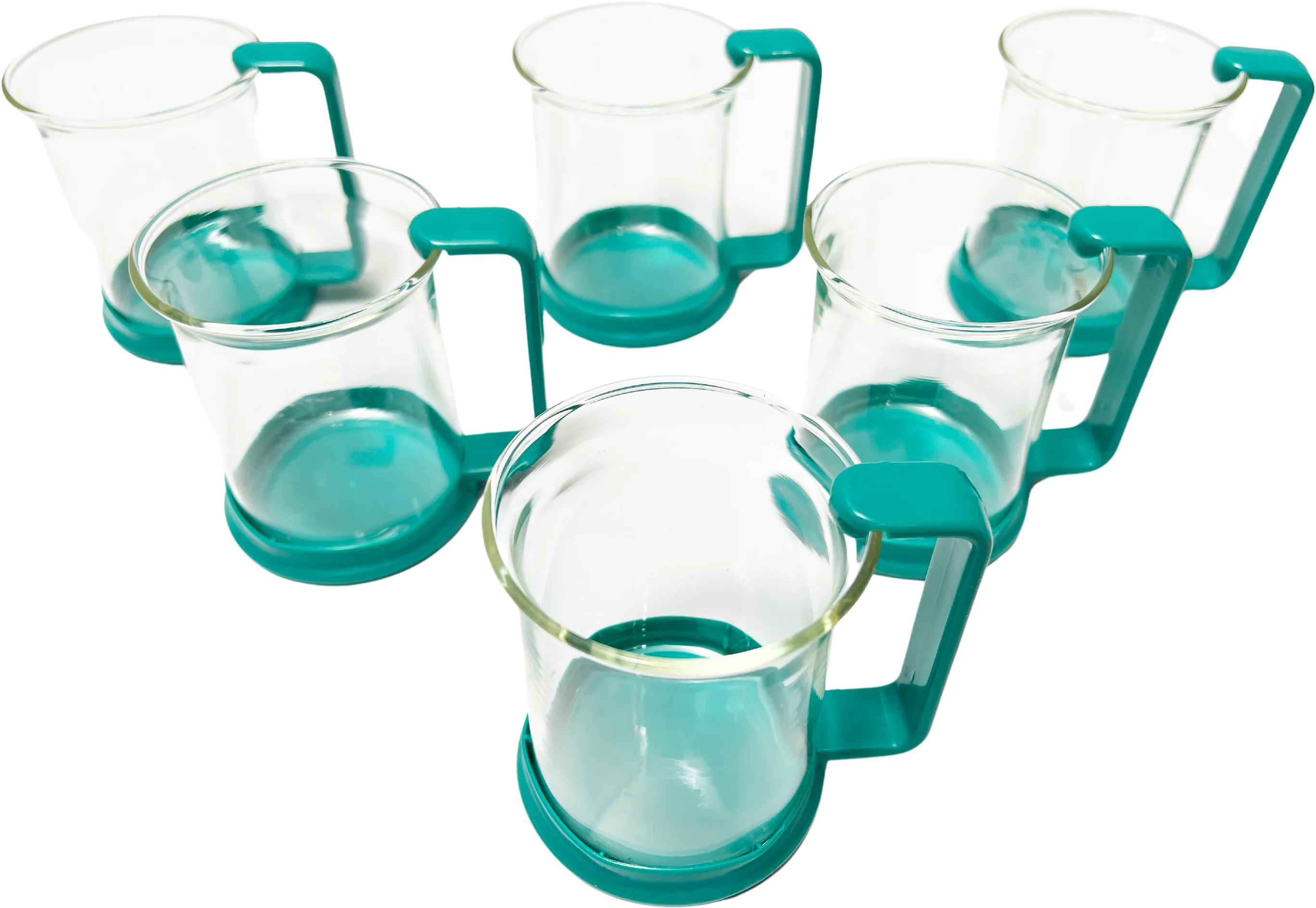 70s Ultra Mod Glass Mugs With Accent Teal - Image 2
