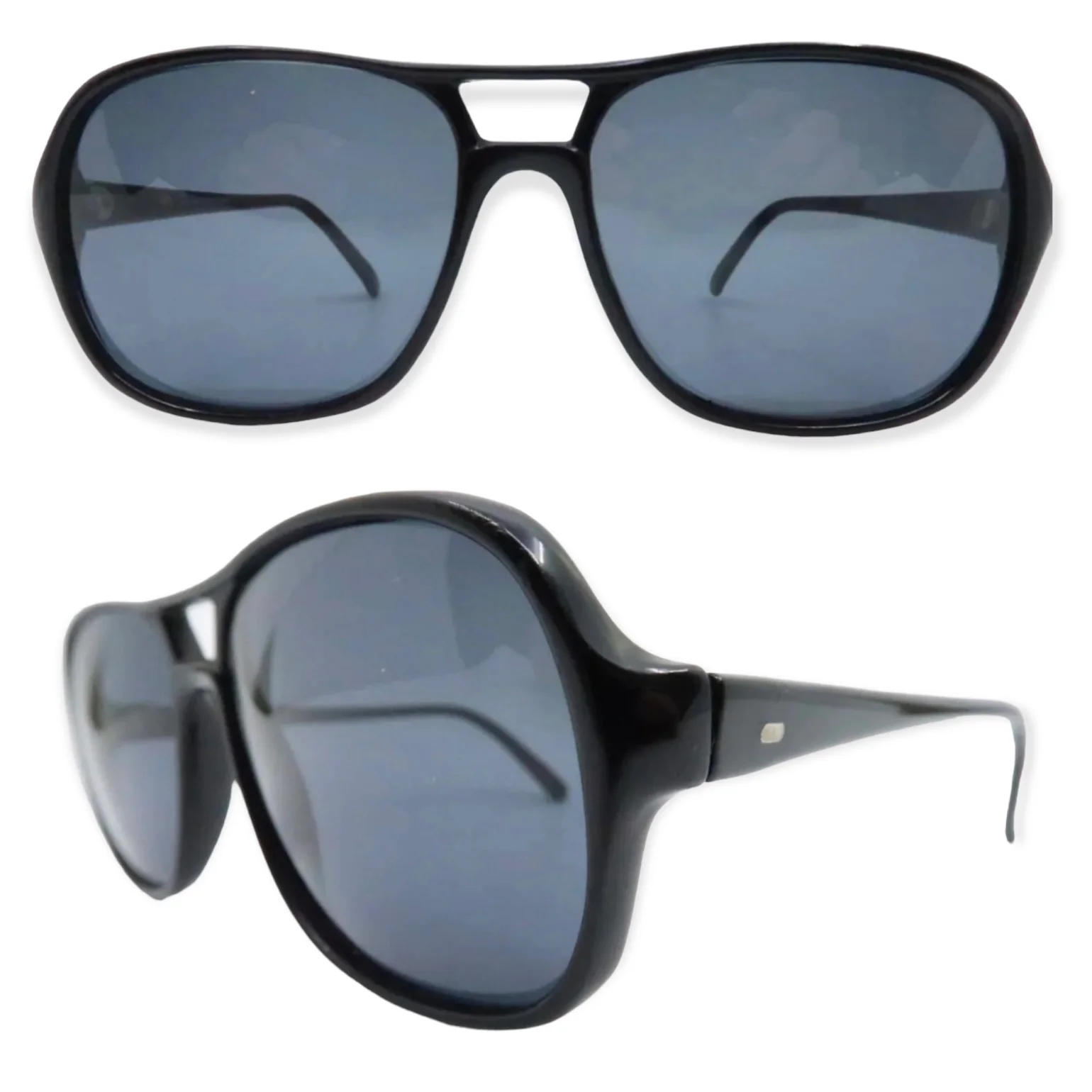 70s Unisex Black Aviator Sunglasses Acetate Aviators - Image 3