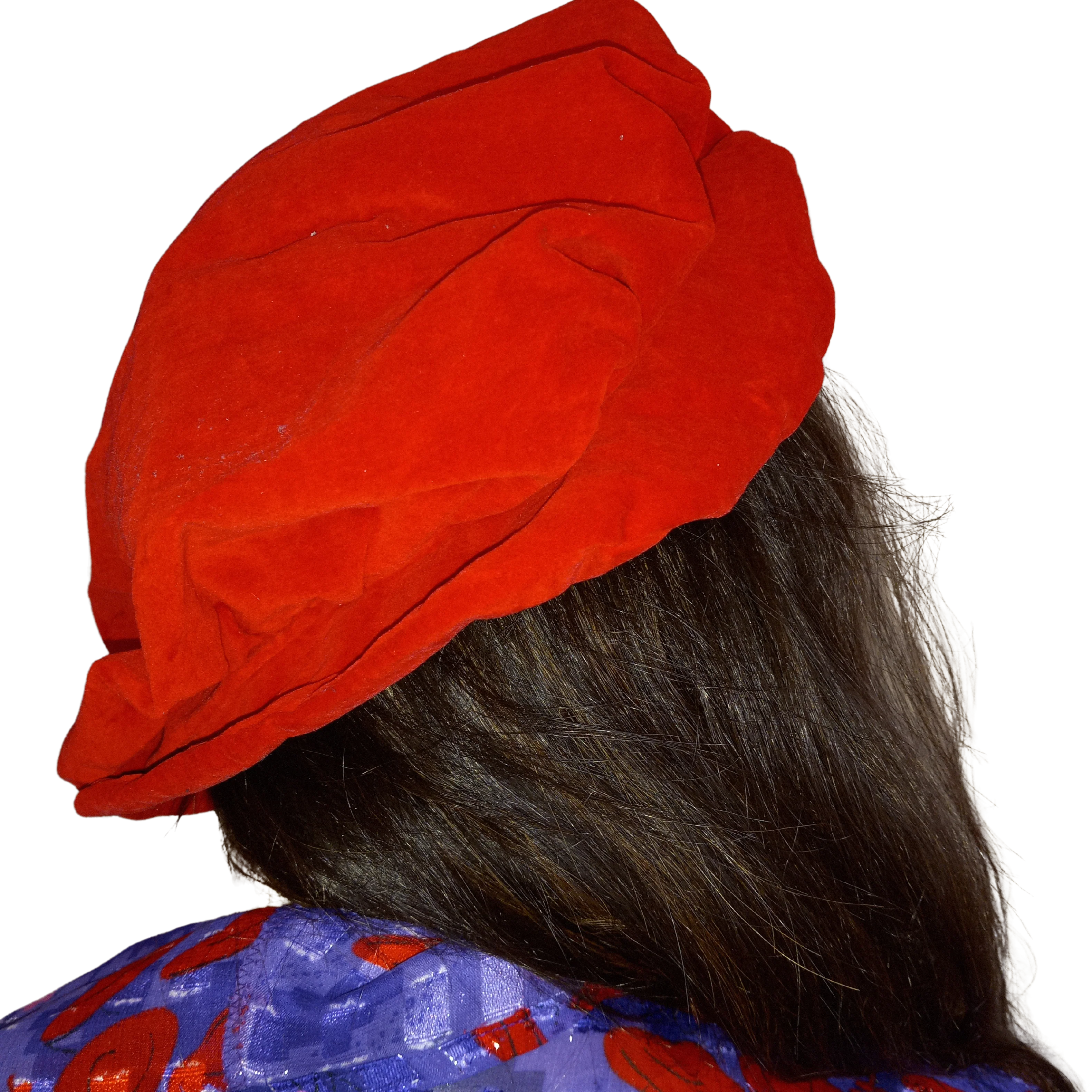 70's Velvet red fashionable hat - Image 2