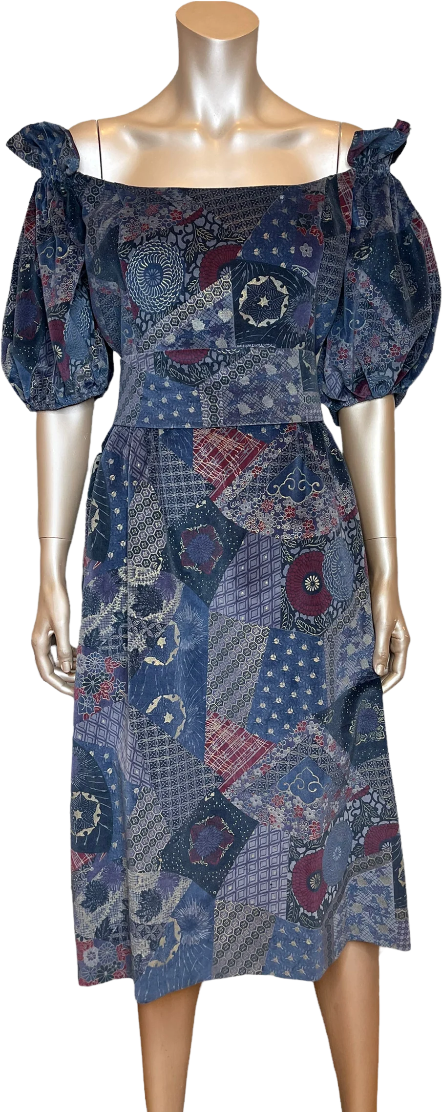70s Velvet Ruffle Sleeve Dress With Belt By Victor Costa