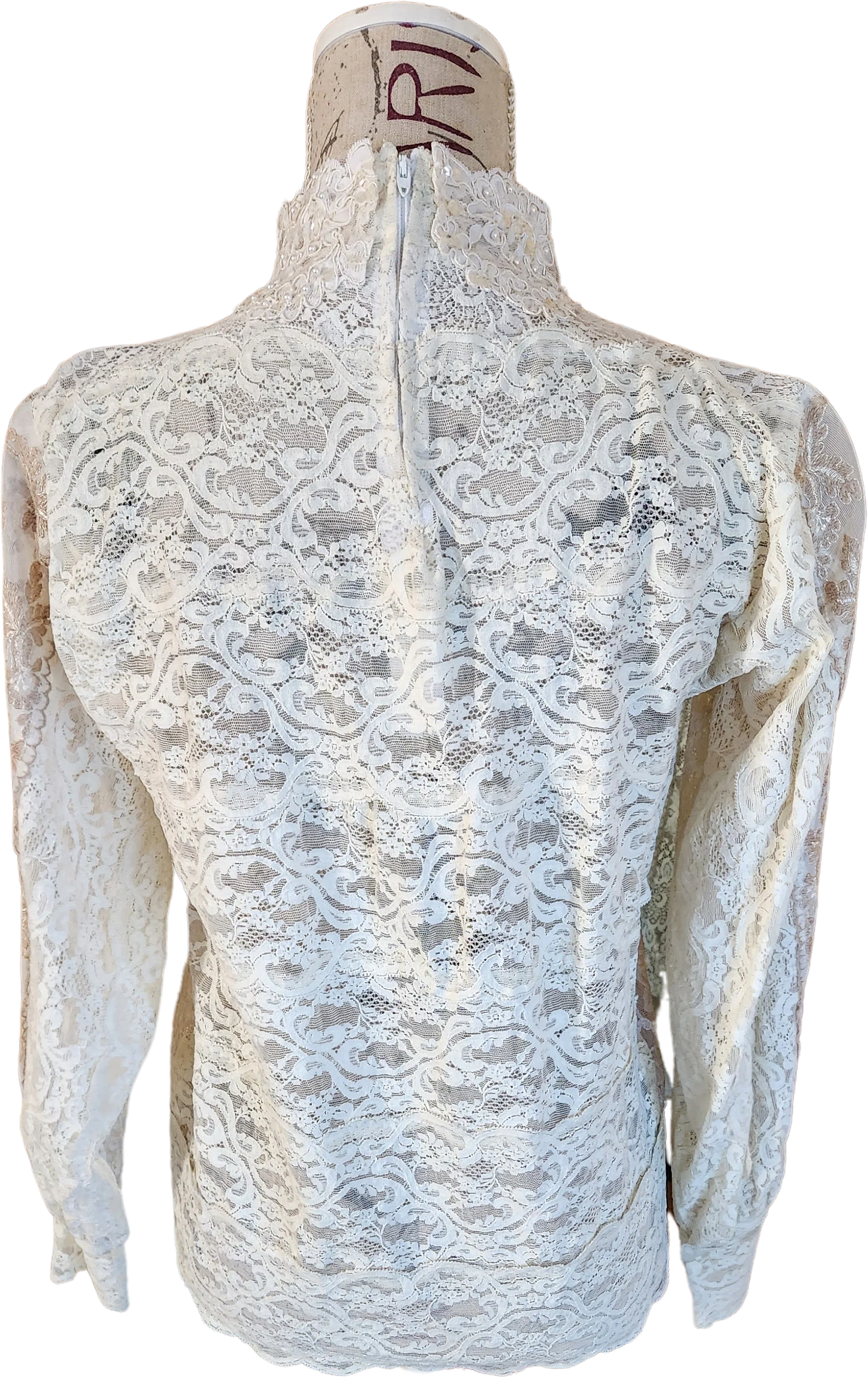 70s Victorian Style Patchwork Lace Blouse - Image 2