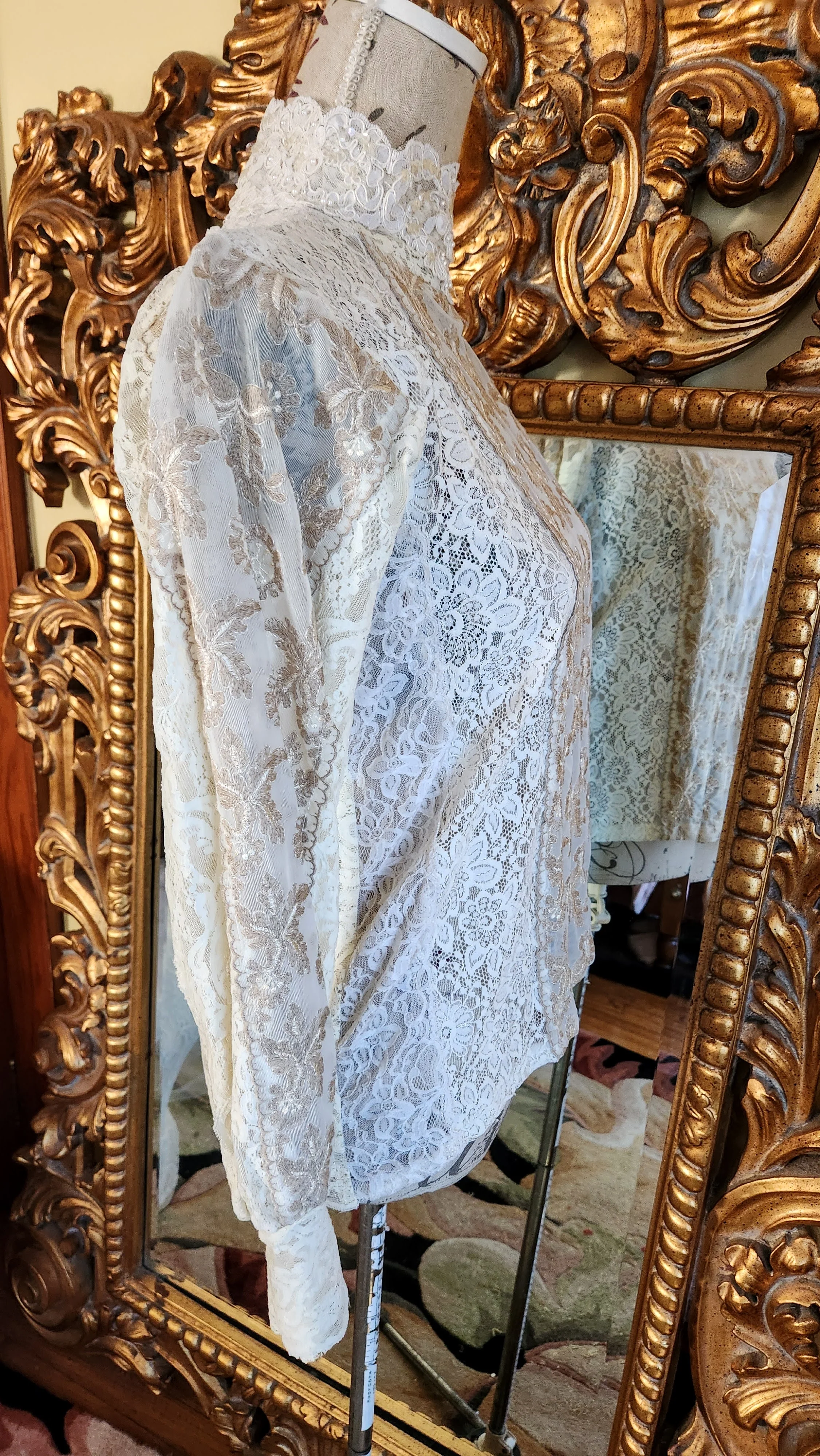 70s Victorian Style Patchwork Lace Blouse - Image 5