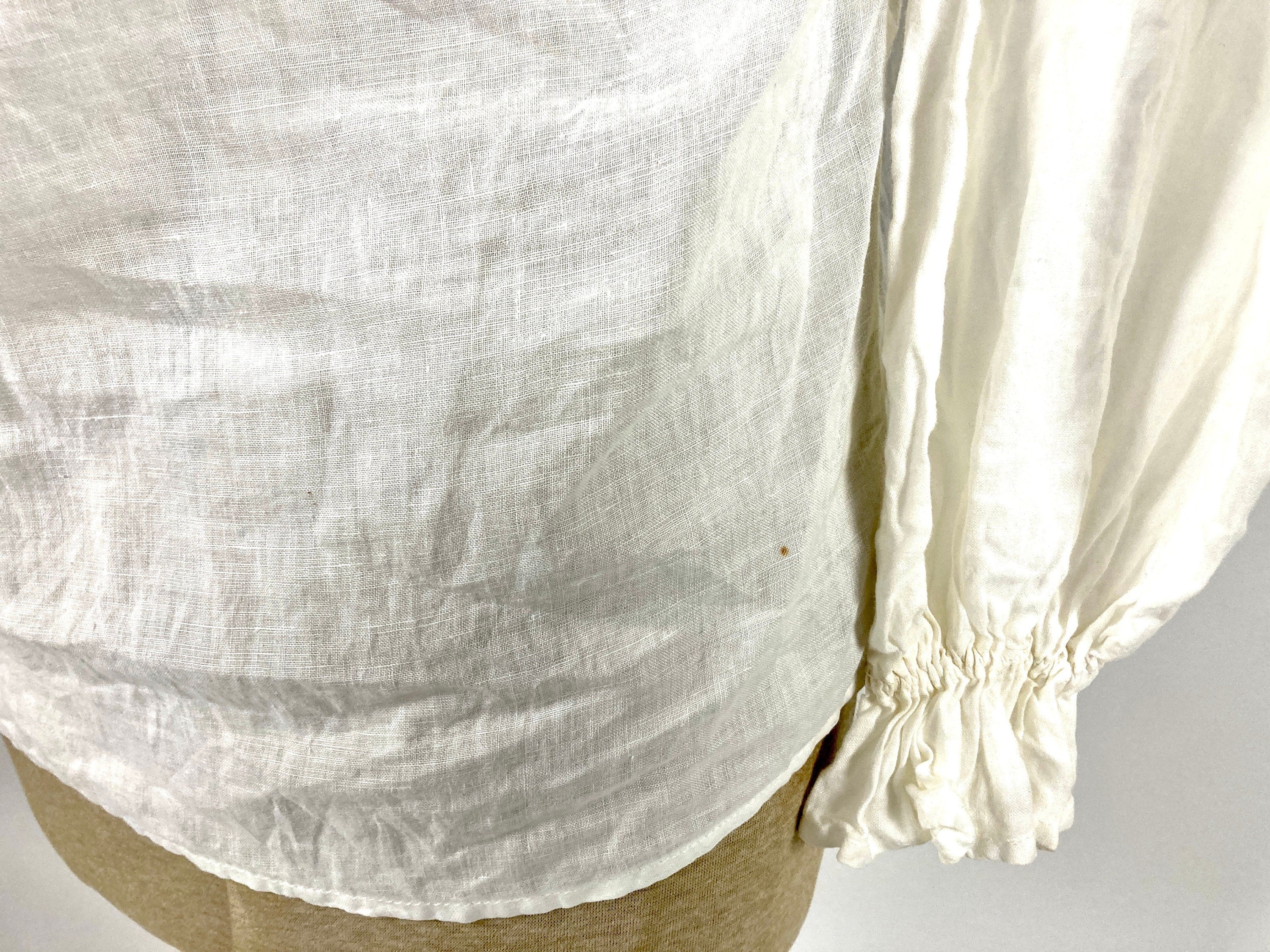 70s Victorian White Crochet Romantic Blouse Ruffle Yoke Sheer Gauze Top High Neck Sheer Cotton Lace Vintage Dress Shirt - Image 7
