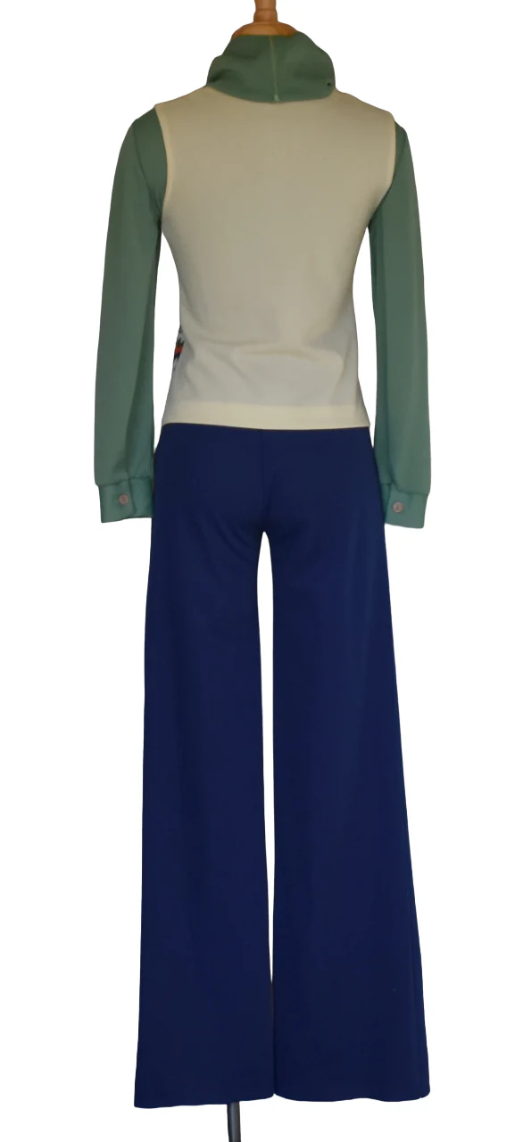 70s Vintage 70s Blue And Green Jumpsuit With Vest - Image 11