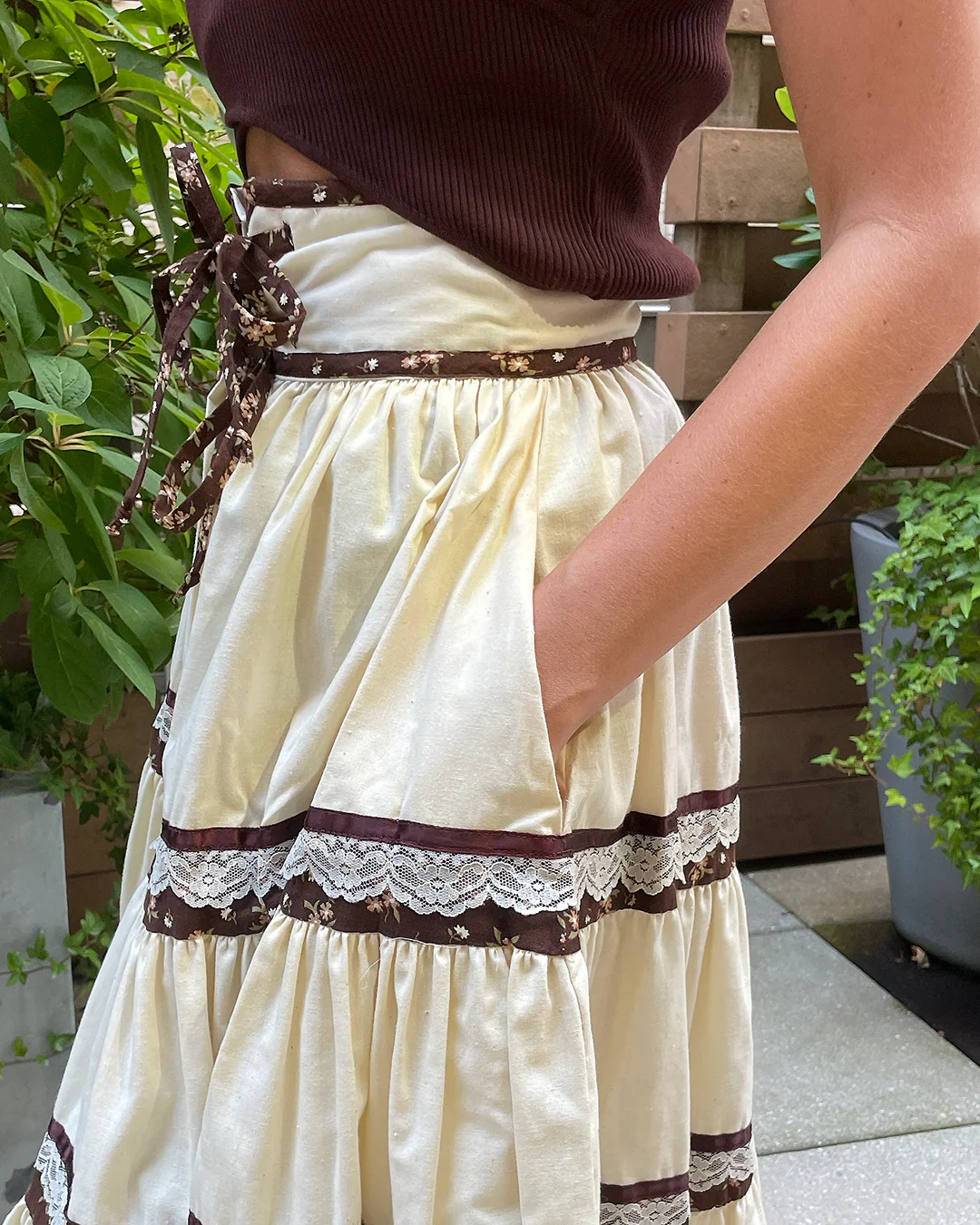 70s Vintage 70s Gunne Sax Tiered Poplin Midiskirt By Gunne Sax - Image 5