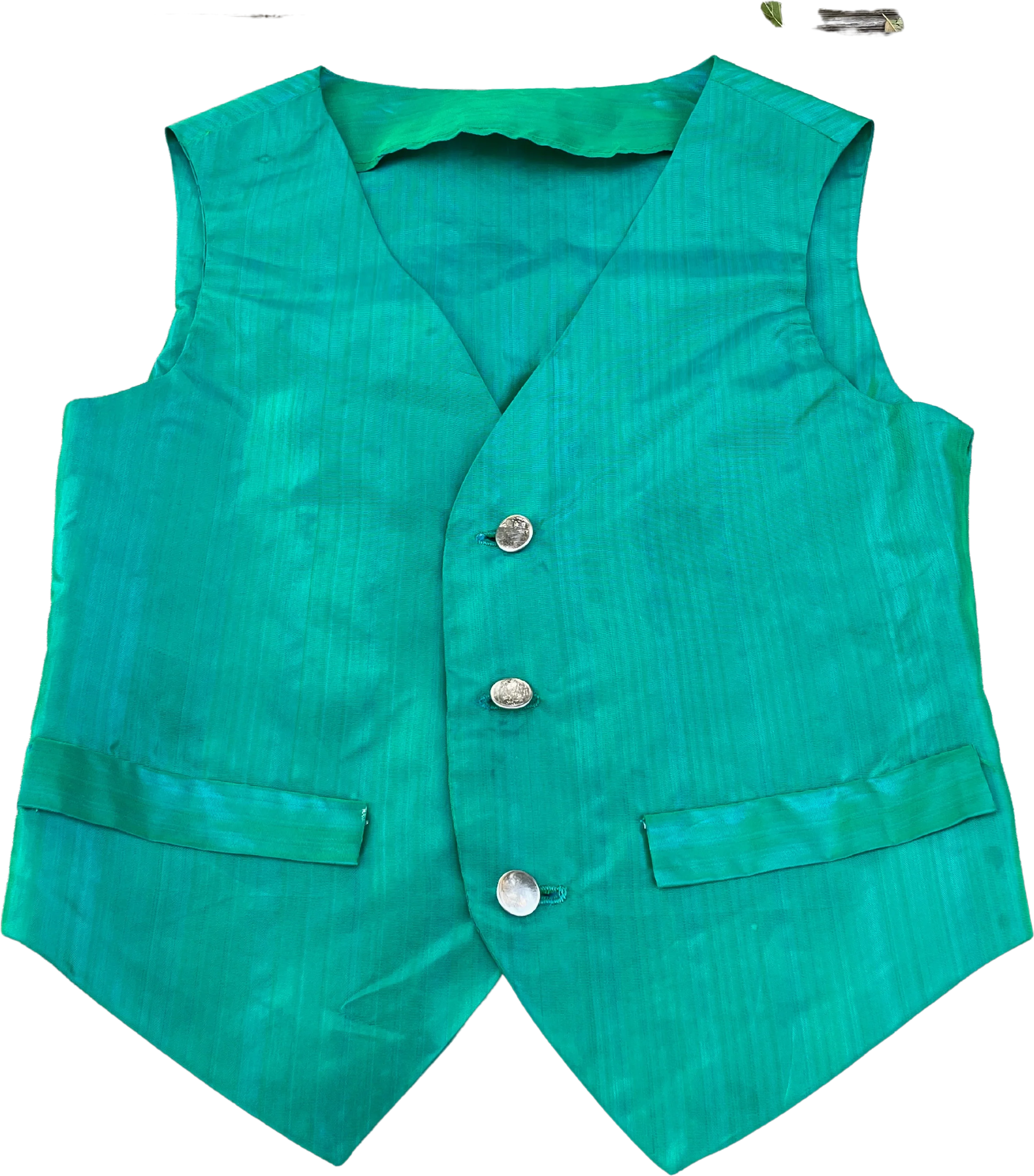 70s Vintage Boys Shiny Green Taffeta Vest