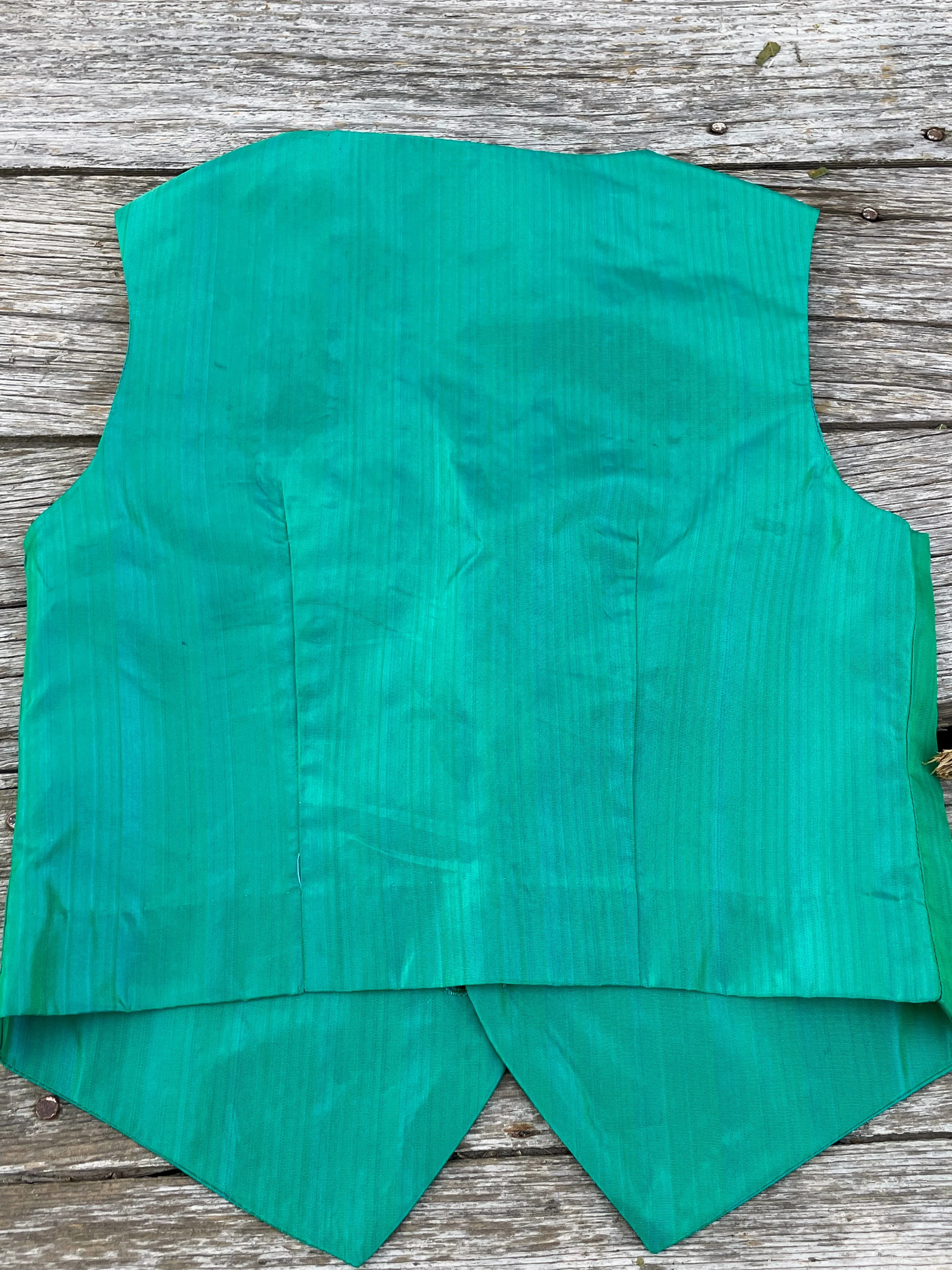 70s Vintage Boys Shiny Green Taffeta Vest - Image 11
