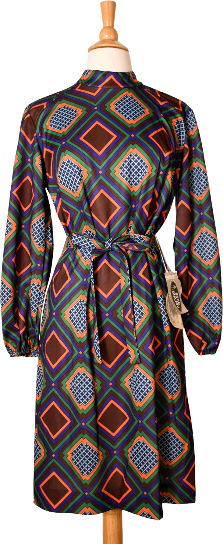 70s Vintage Deadstock Mod Argyle Op Art Shift Dress By Norwin Miss