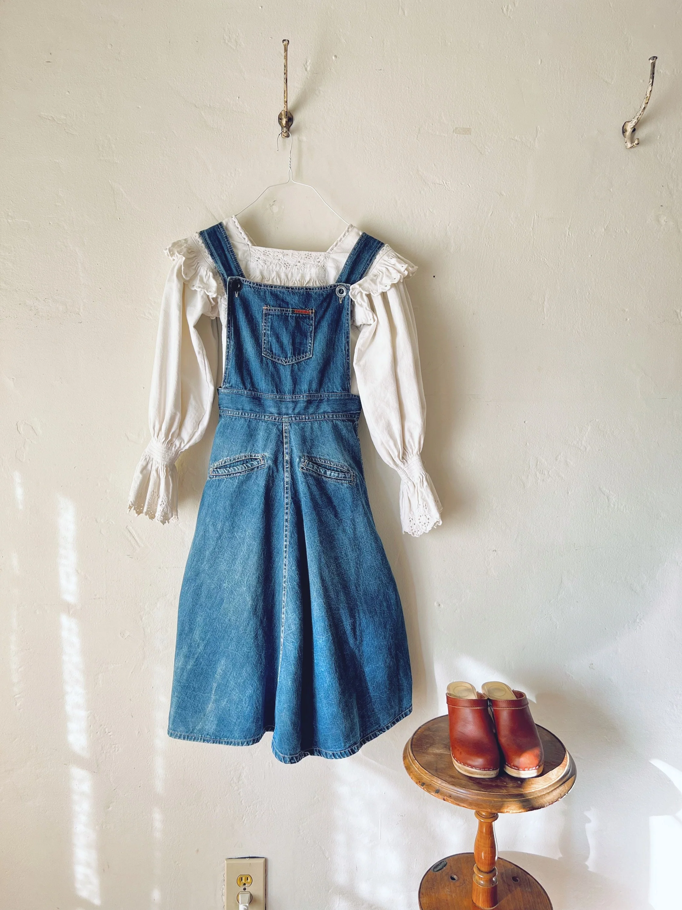 70s Vintage Denim Overalls Dress by Landlubber - Image 2