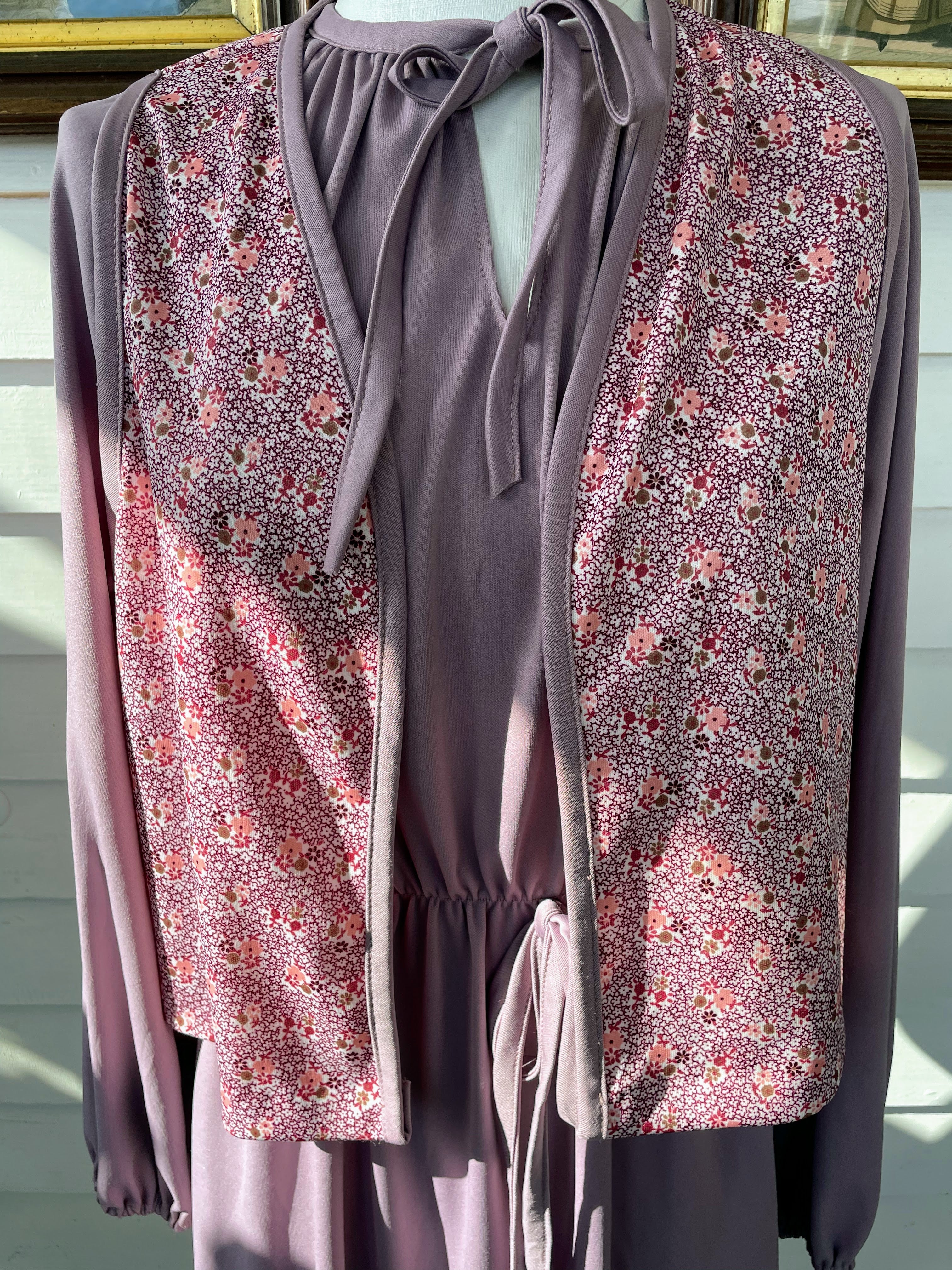 70s Vintage Dress With Vest Mauve Poly Knit Size 18 By Sears - Image 3