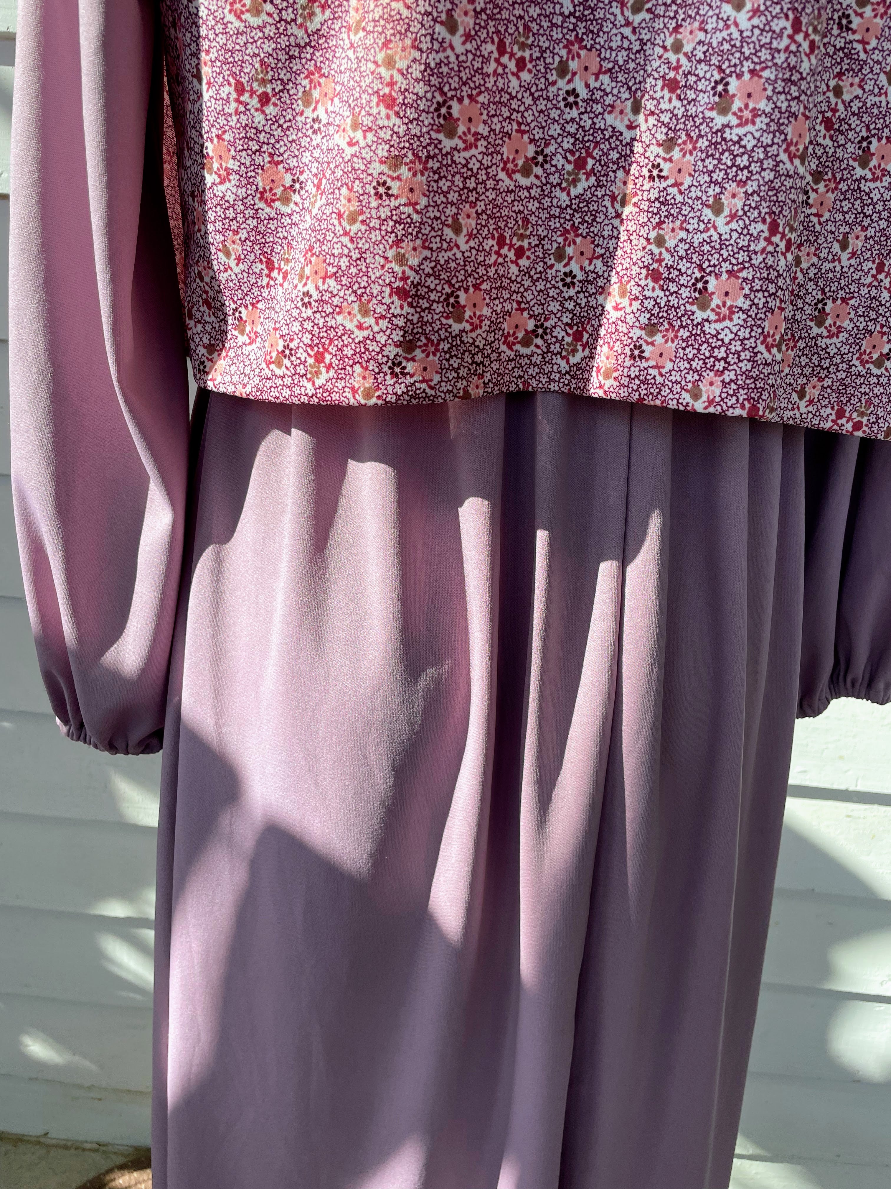 70s Vintage Dress With Vest Mauve Poly Knit Size 18 By Sears - Image 7