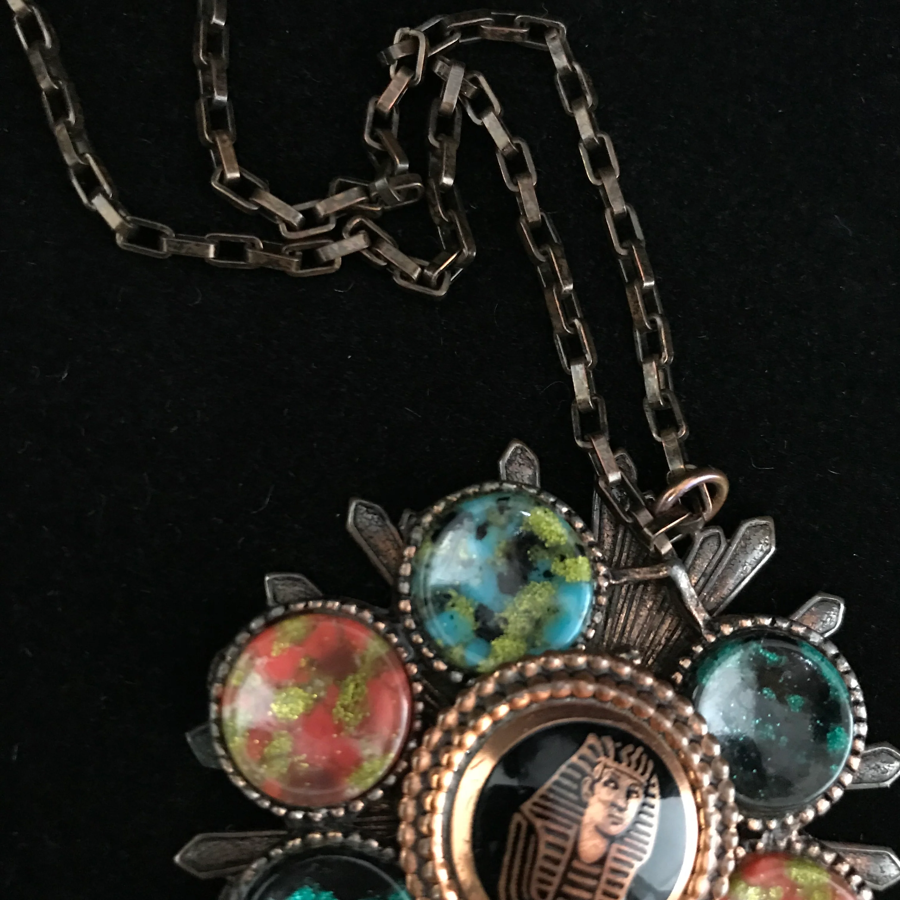70s Vintage Egyptian Revival Necklace King Tut Pendant - Image 4