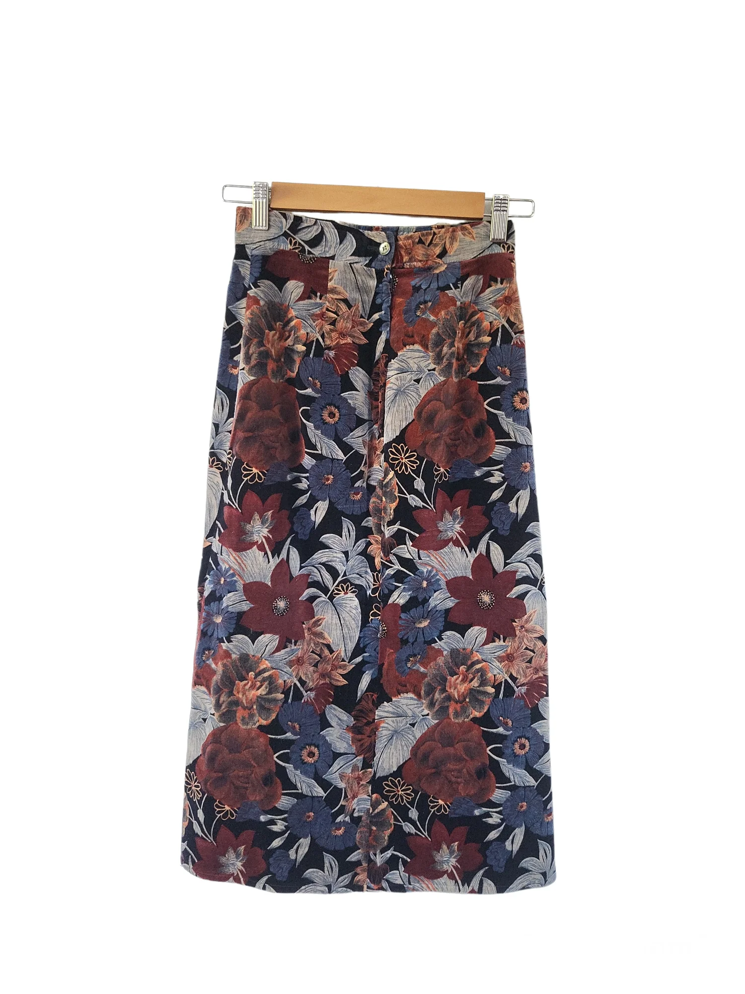 70s Vintage High Waist Midi Floral Skirt - Image 7