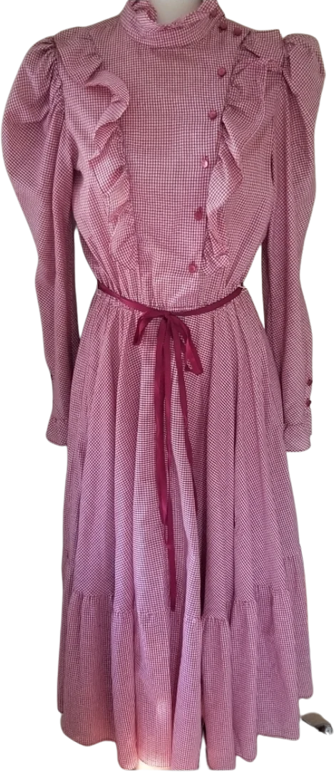 70s Vintage Kono New York Gingham Prairie Dress By Kono New York