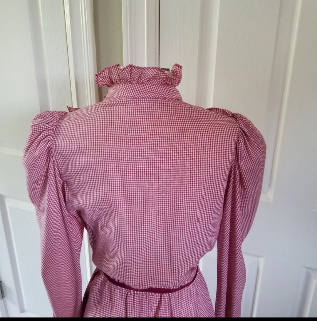 70s Vintage Kono New York Gingham Prairie Dress By Kono New York - Image 6