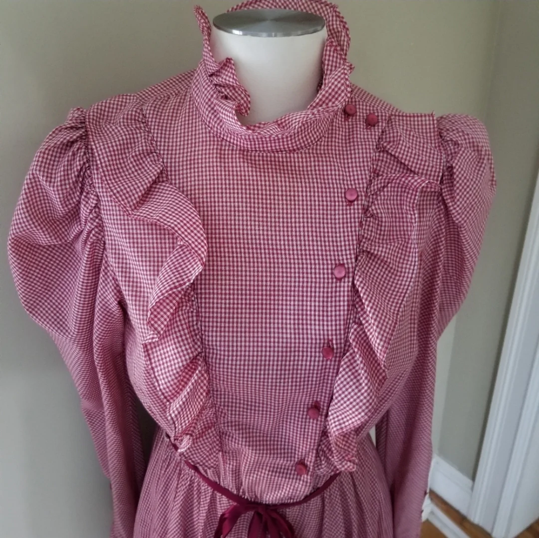70s Vintage Kono New York Gingham Prairie Dress By Kono New York - Image 8