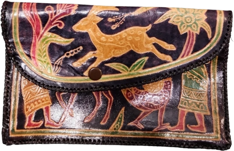 70s Vintage Leather Storyteller Clutch