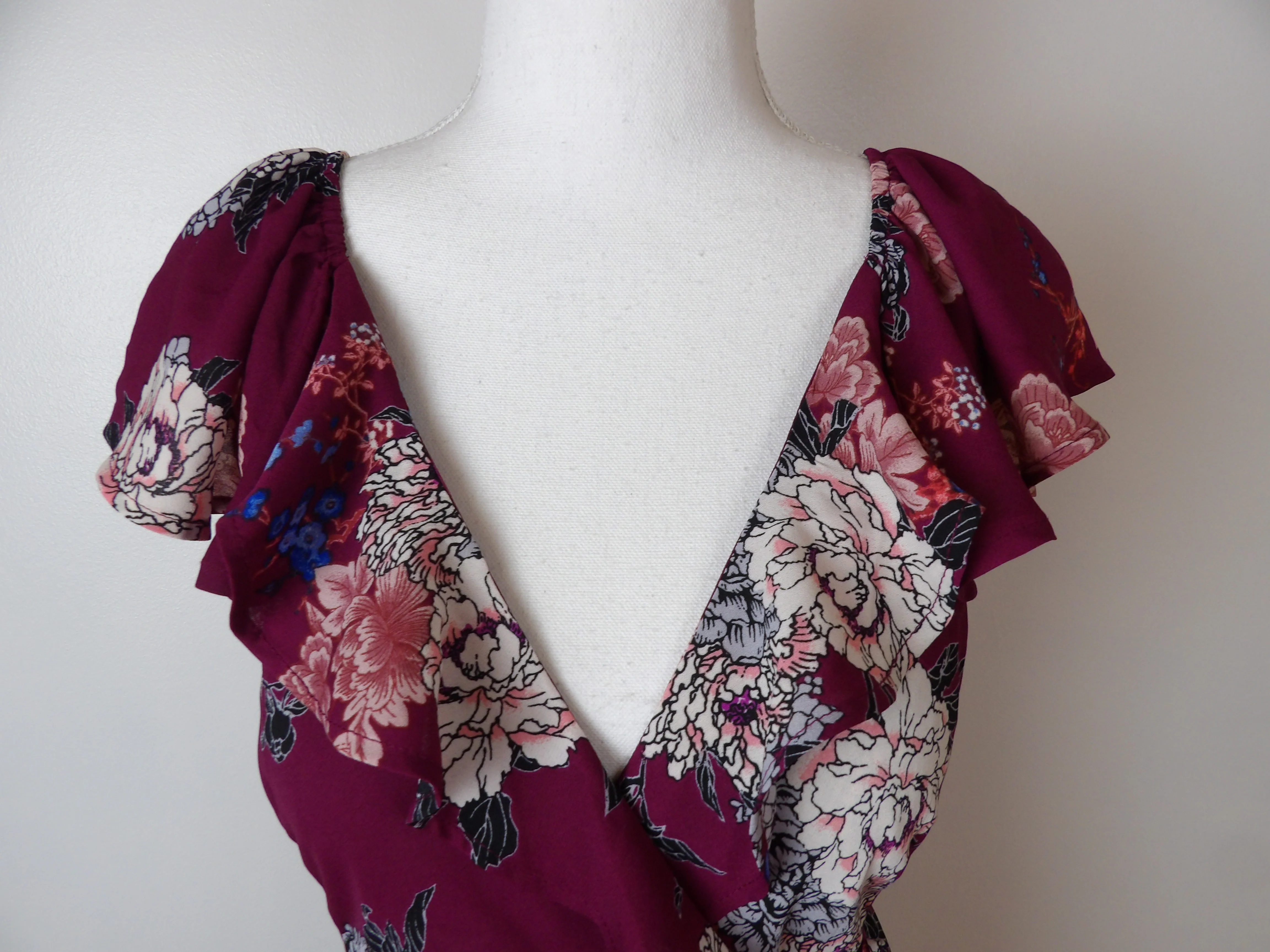70s Vintage Maroon Wrap Dress by Monteau - Image 7
