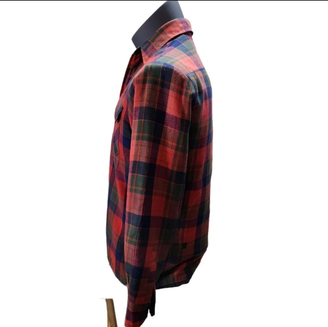 70s Vintage Mens Store Lt Plaid Flannel Button Down By Mens Store - Image 5