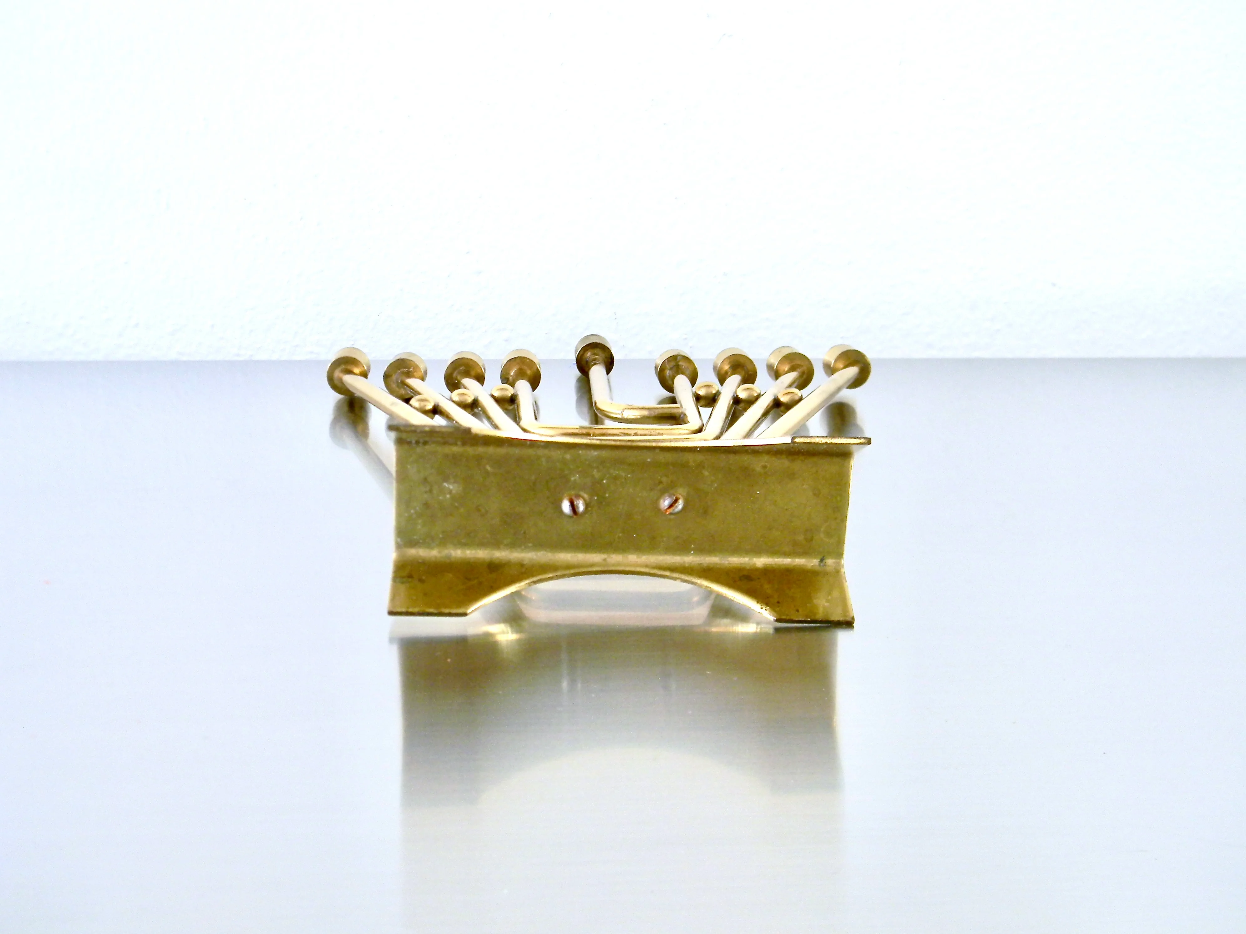 70s Vintage Modernist Brass Menorah - Image 11