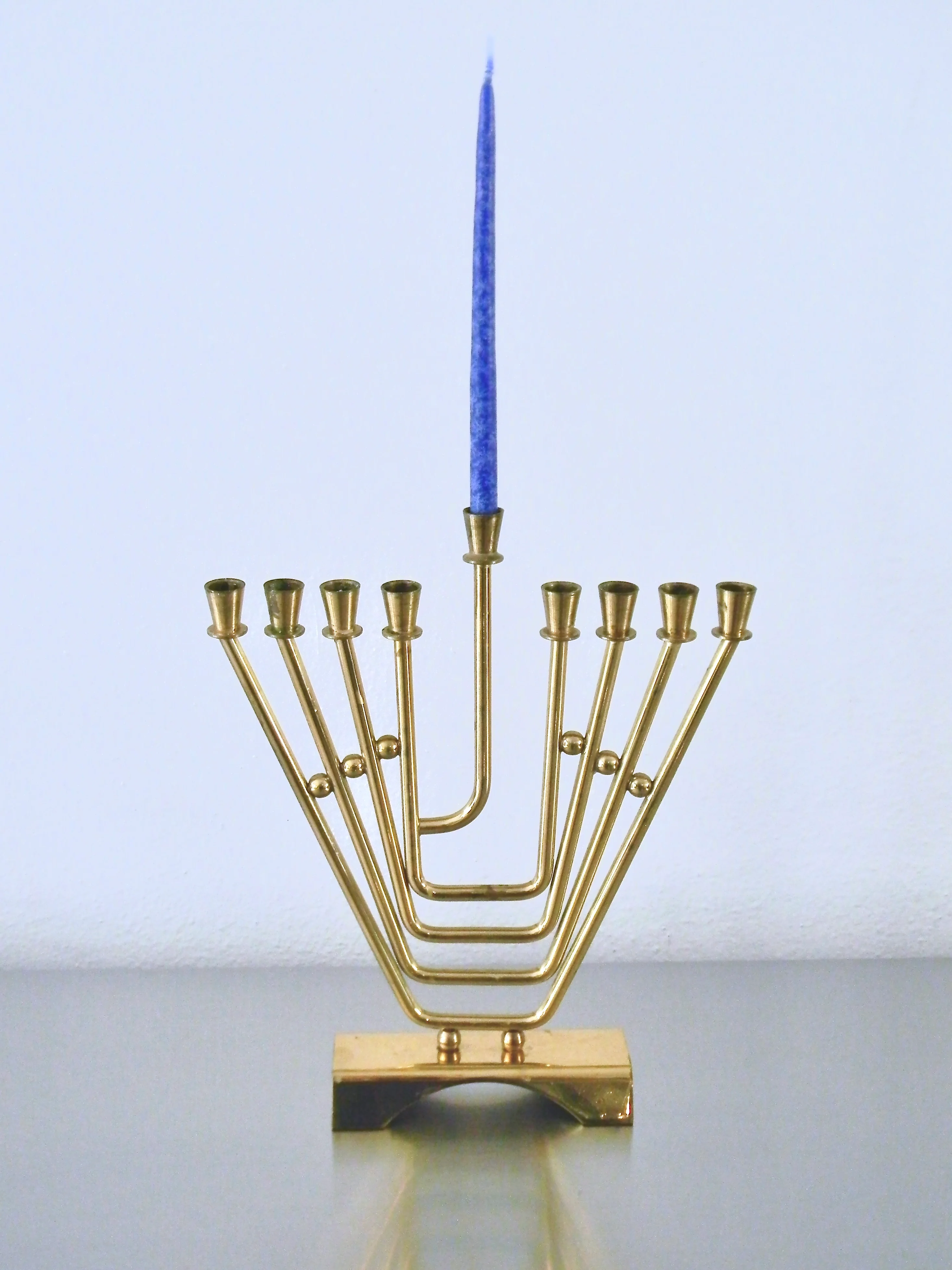 70s Vintage Modernist Brass Menorah - Image 4