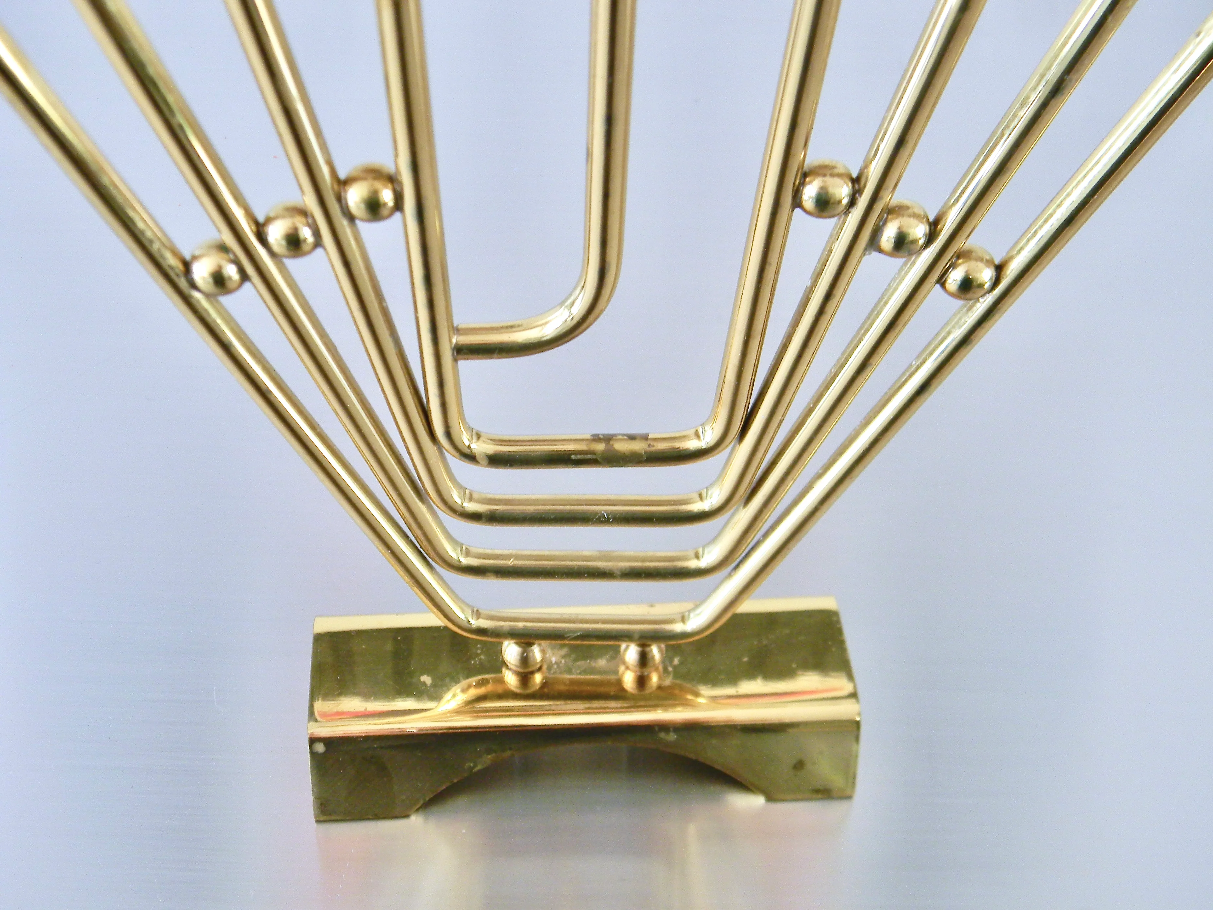70s Vintage Modernist Brass Menorah - Image 7