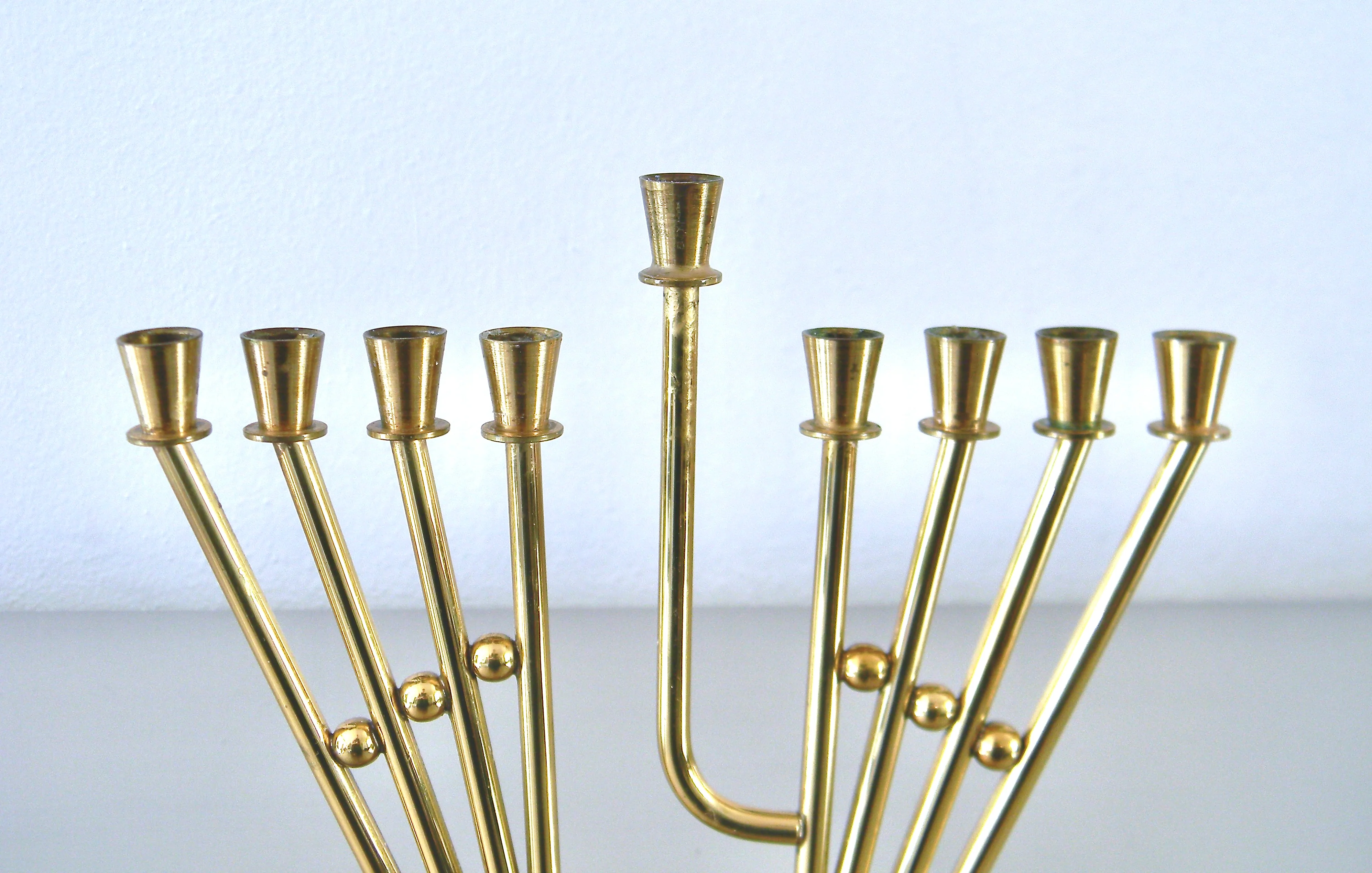 70s Vintage Modernist Brass Menorah - Image 8