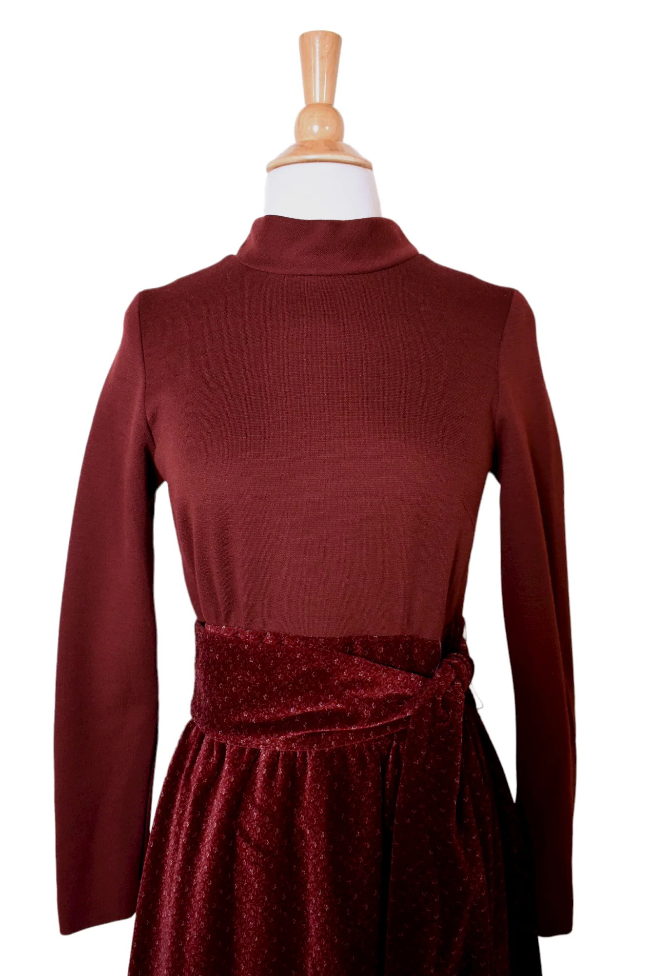 70s Vintage Mulberry Velvet Fringe Wool Winter Dress By Kiva - Image 3