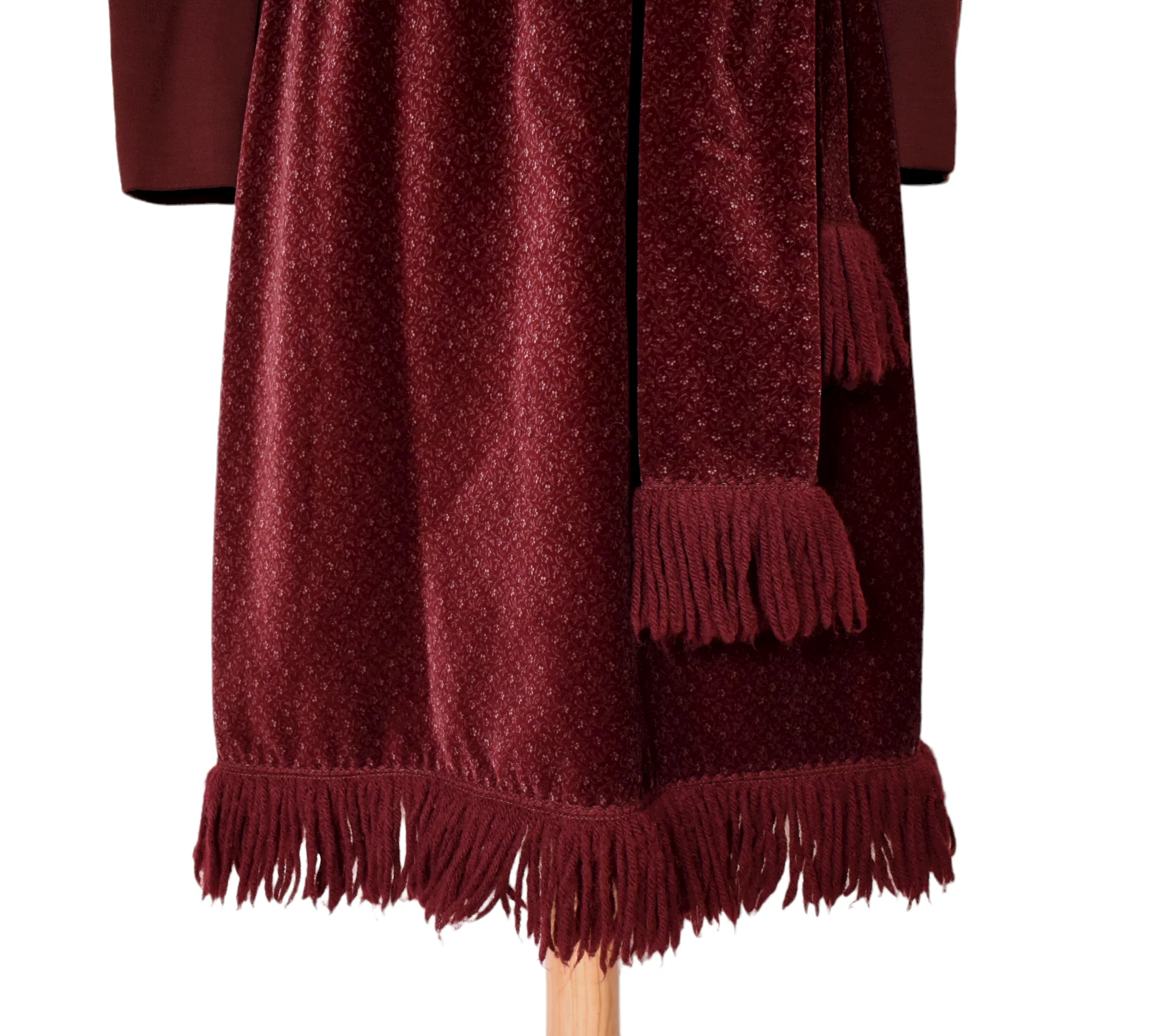 70s Vintage Mulberry Velvet Fringe Wool Winter Dress By Kiva - Image 5