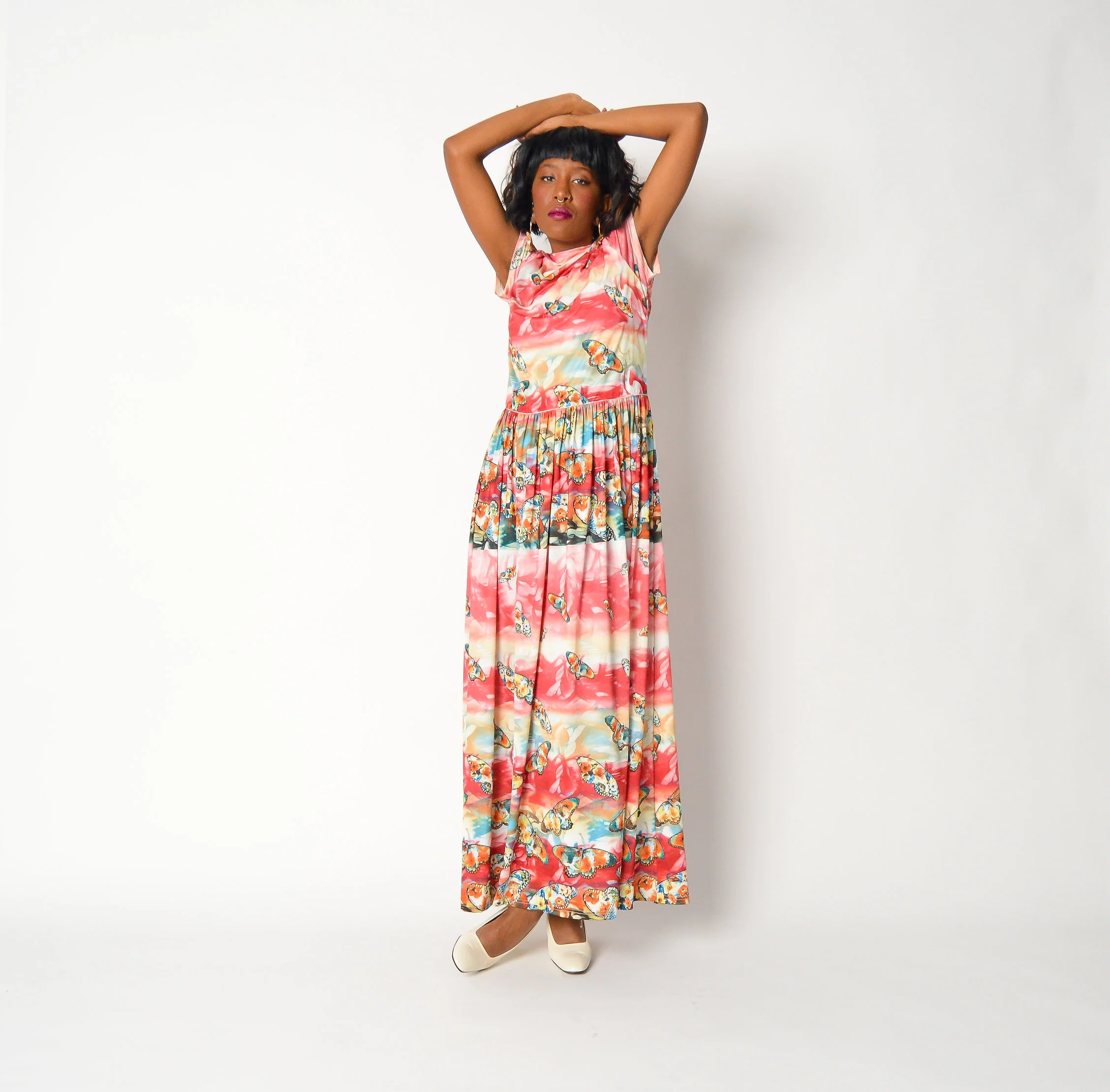 70s Vintage Myra Butterfly Dress - Image 5