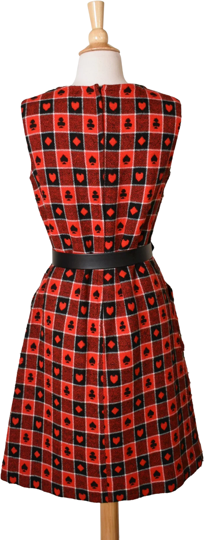70s Vintage Novelty Card Suit Print Jumper Dress By Hob Nobber - Image 2