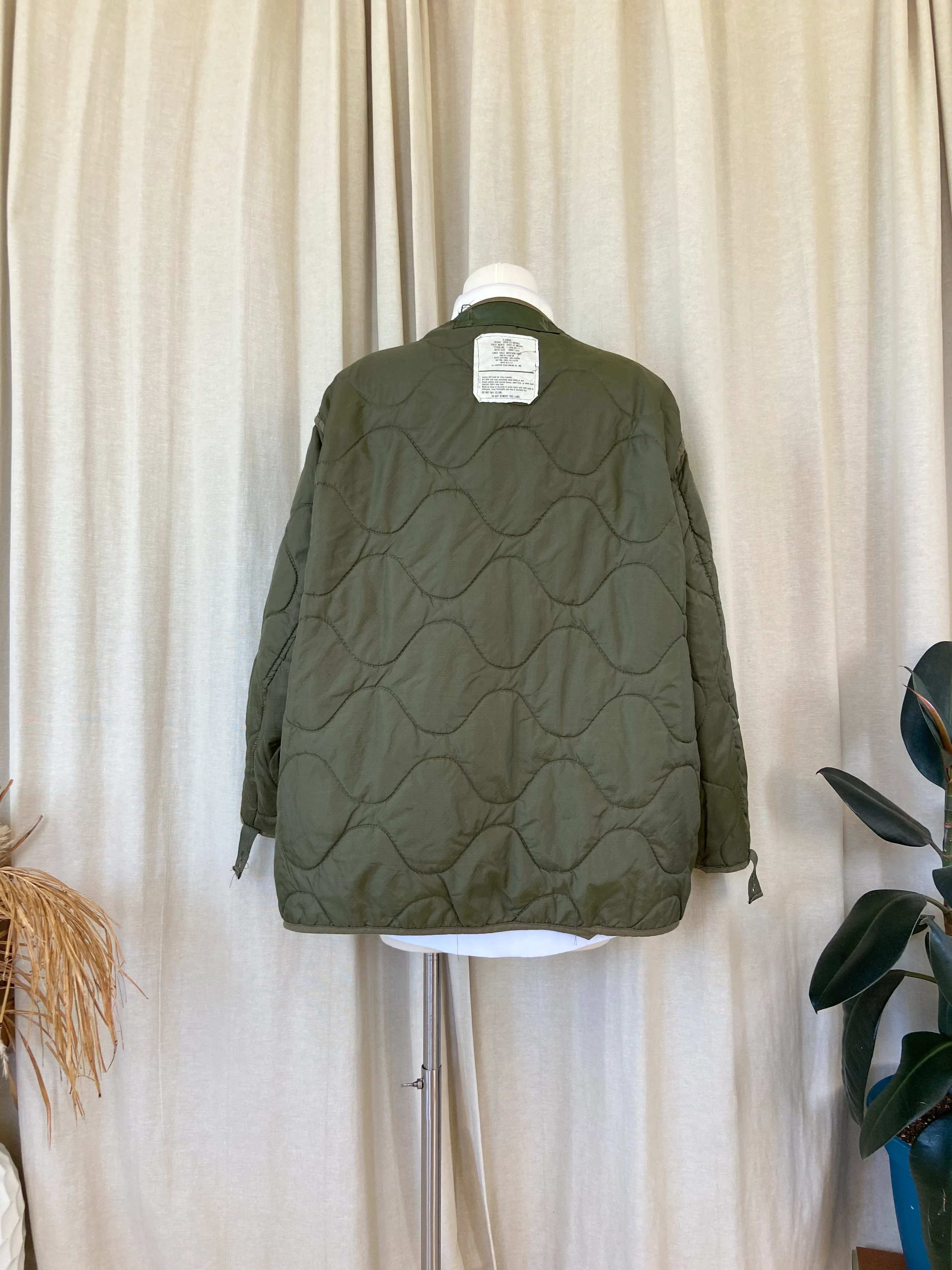 70s Vintage Olive Green Quilted Liner Jacket Oversized - Image 7