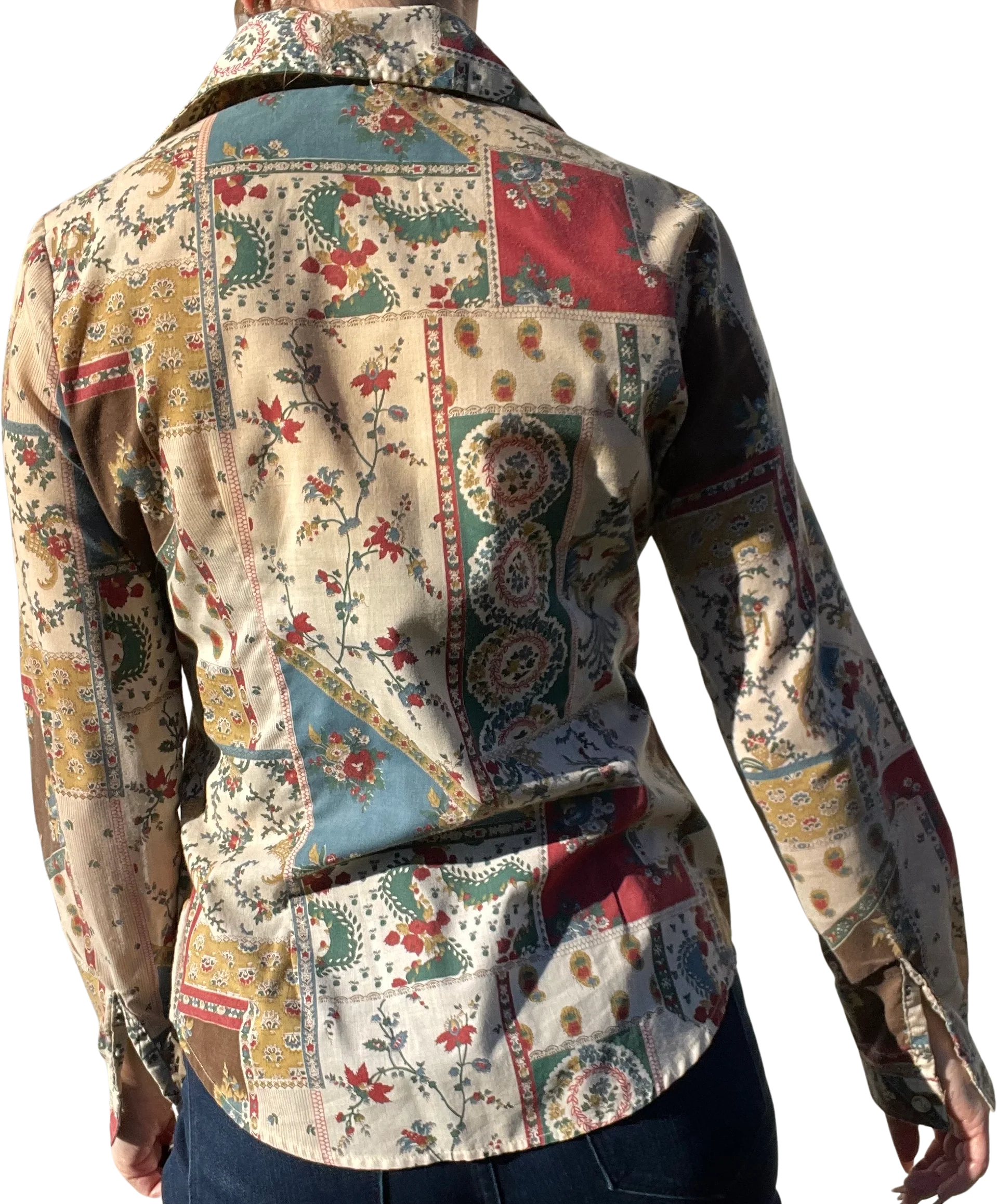 70s Vintage Patchwork Print Button Down Collared Shirt By Levi's - Image 2