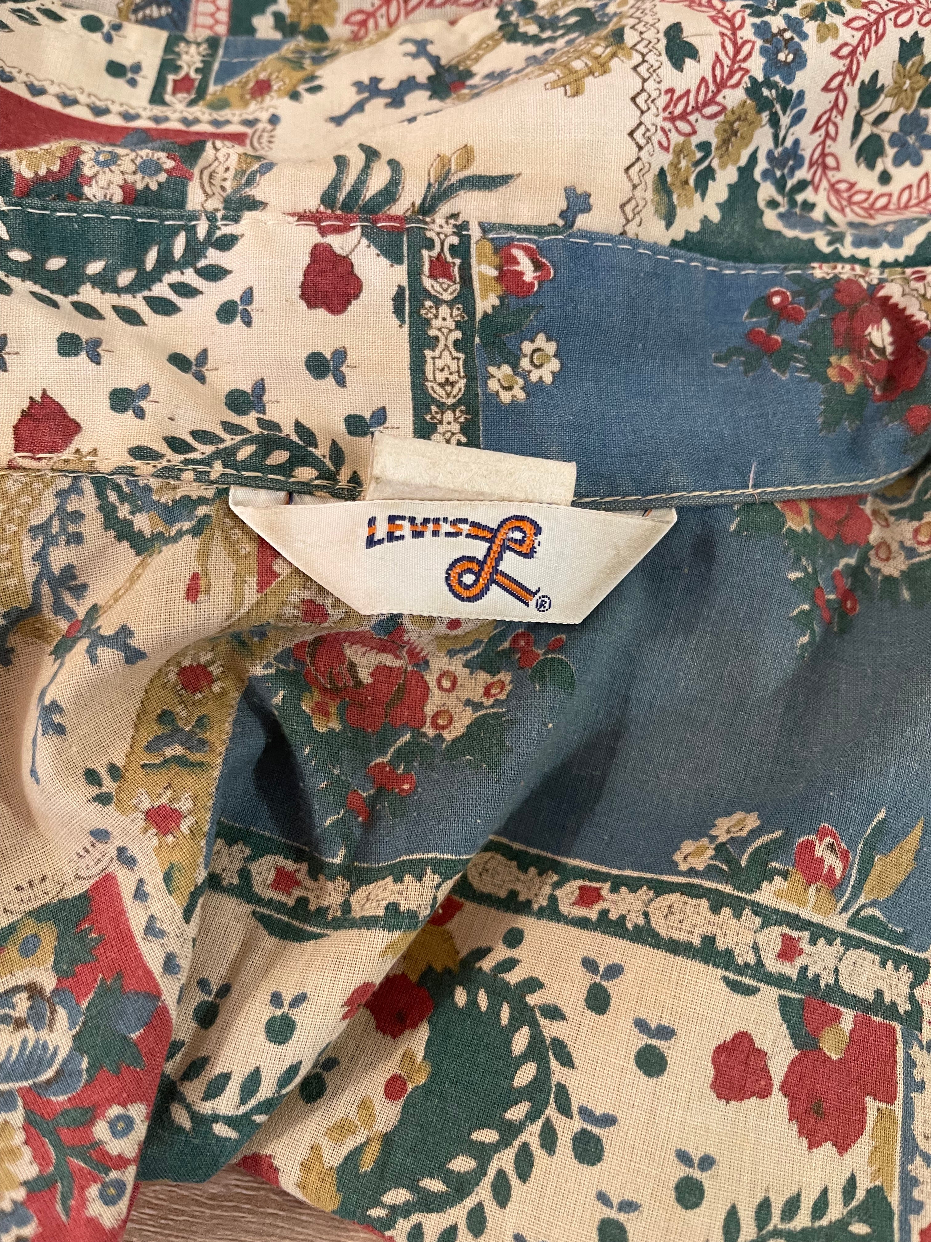 70s Vintage Patchwork Print Button Down Collared Shirt By Levi's - Image 6
