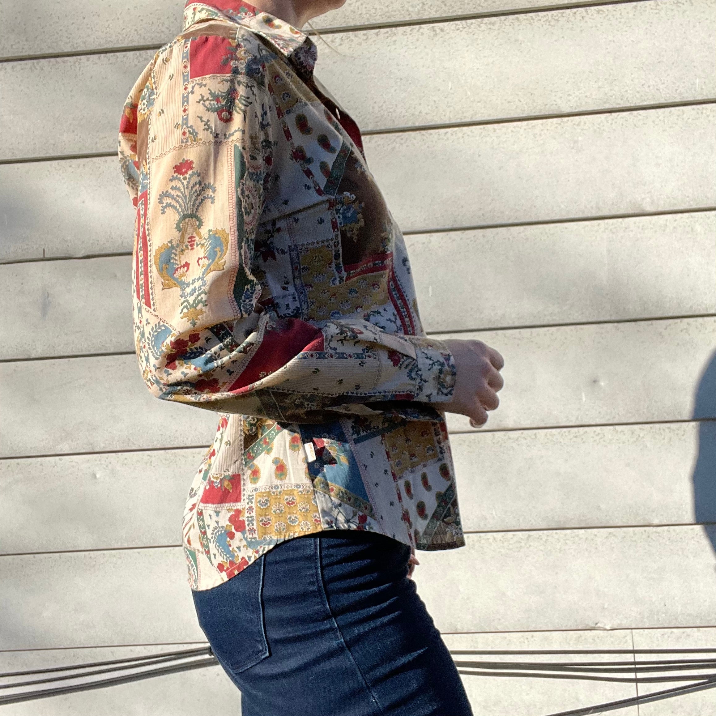 70s Vintage Patchwork Print Button Down Collared Shirt By Levi's - Image 9