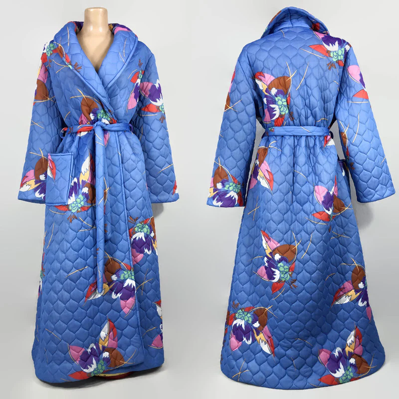 70s Vintage Psychedelic Print Quilted Hostess Robe by Glazier - Image 3