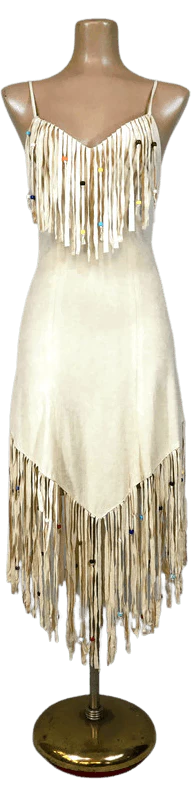 70s Vintage Rare Southwestern Beaded Fringe Dress By Frederick's of Hollywood