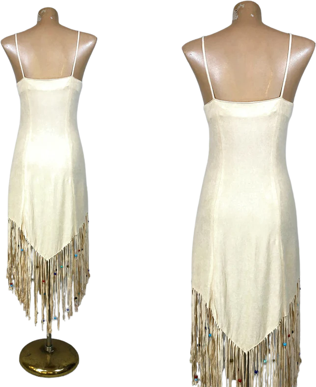70s Vintage Rare Southwestern Beaded Fringe Dress By Frederick's of Hollywood - Image 2