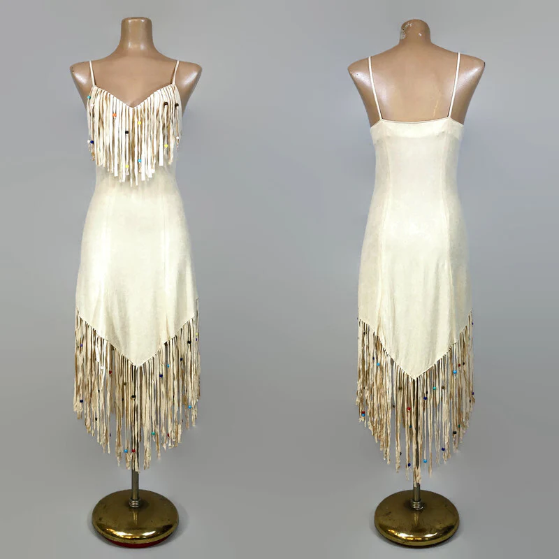 70s Vintage Rare Southwestern Beaded Fringe Dress By Frederick's of Hollywood - Image 3