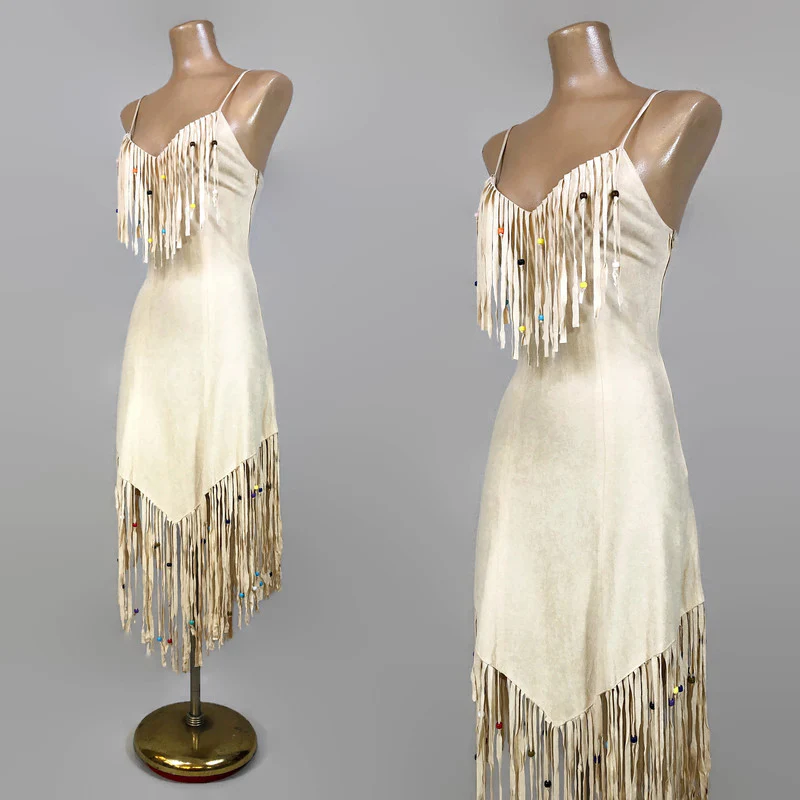 70s Vintage Rare Southwestern Beaded Fringe Dress By Frederick's of Hollywood - Image 5