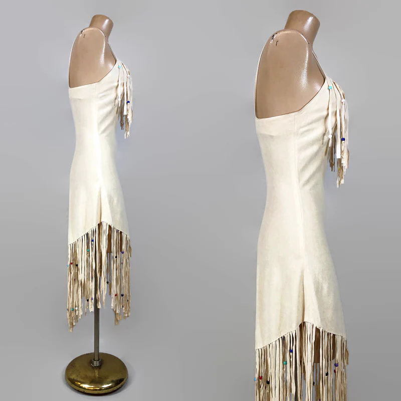 70s Vintage Rare Southwestern Beaded Fringe Dress By Frederick's of Hollywood - Image 6