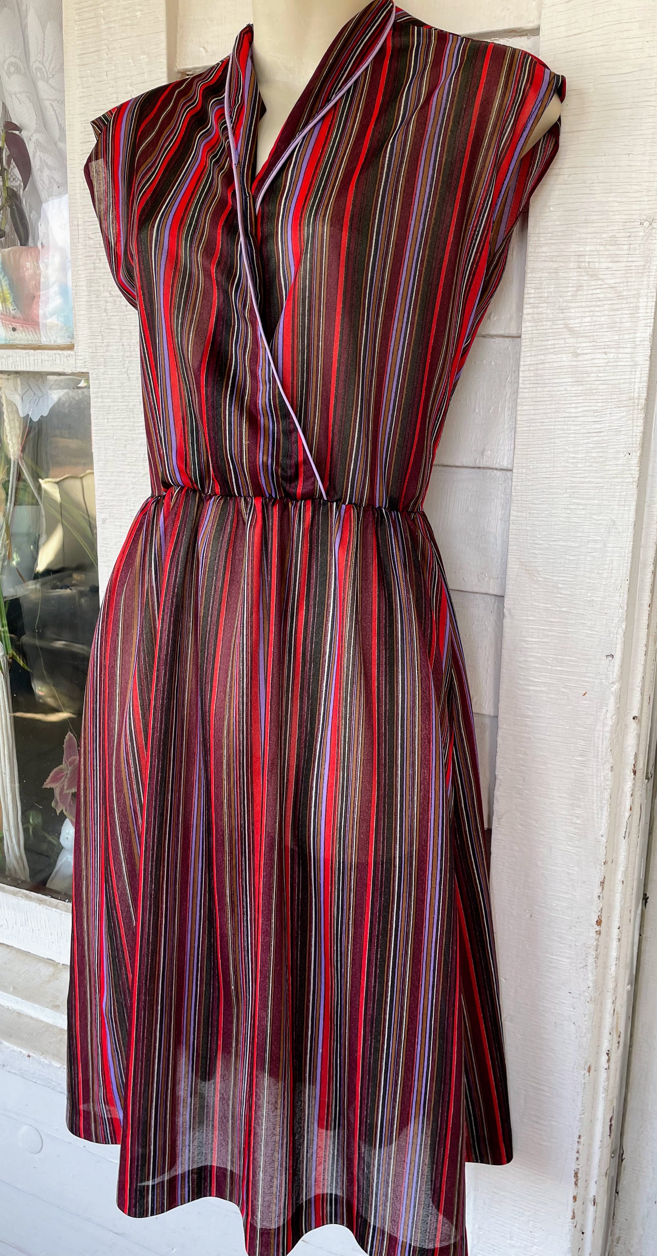 70s Vintage Striped Sheer Dress Mod Small By New Raves - Image 11
