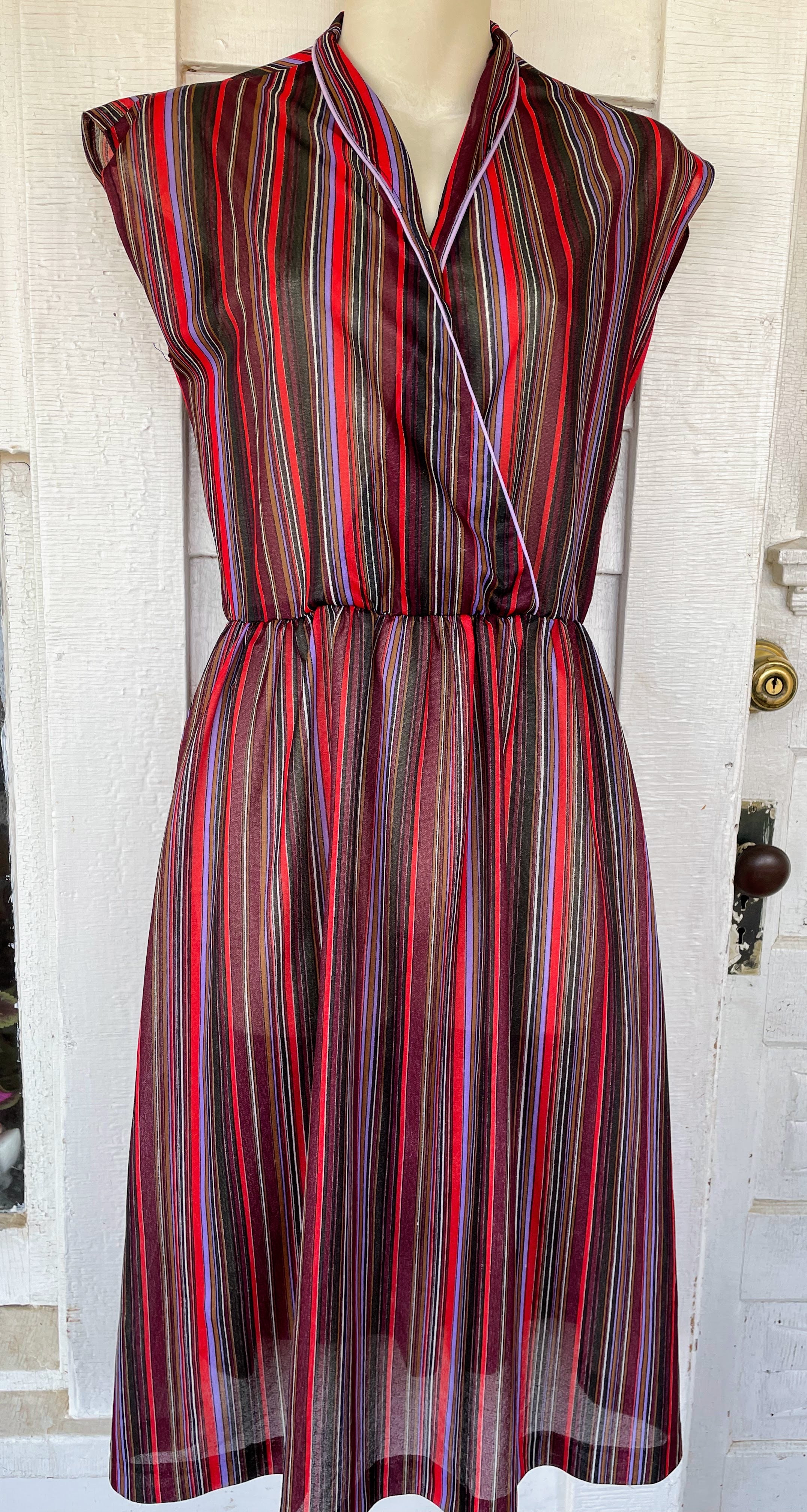 70s Vintage Striped Sheer Dress Mod Small By New Raves - Image 12