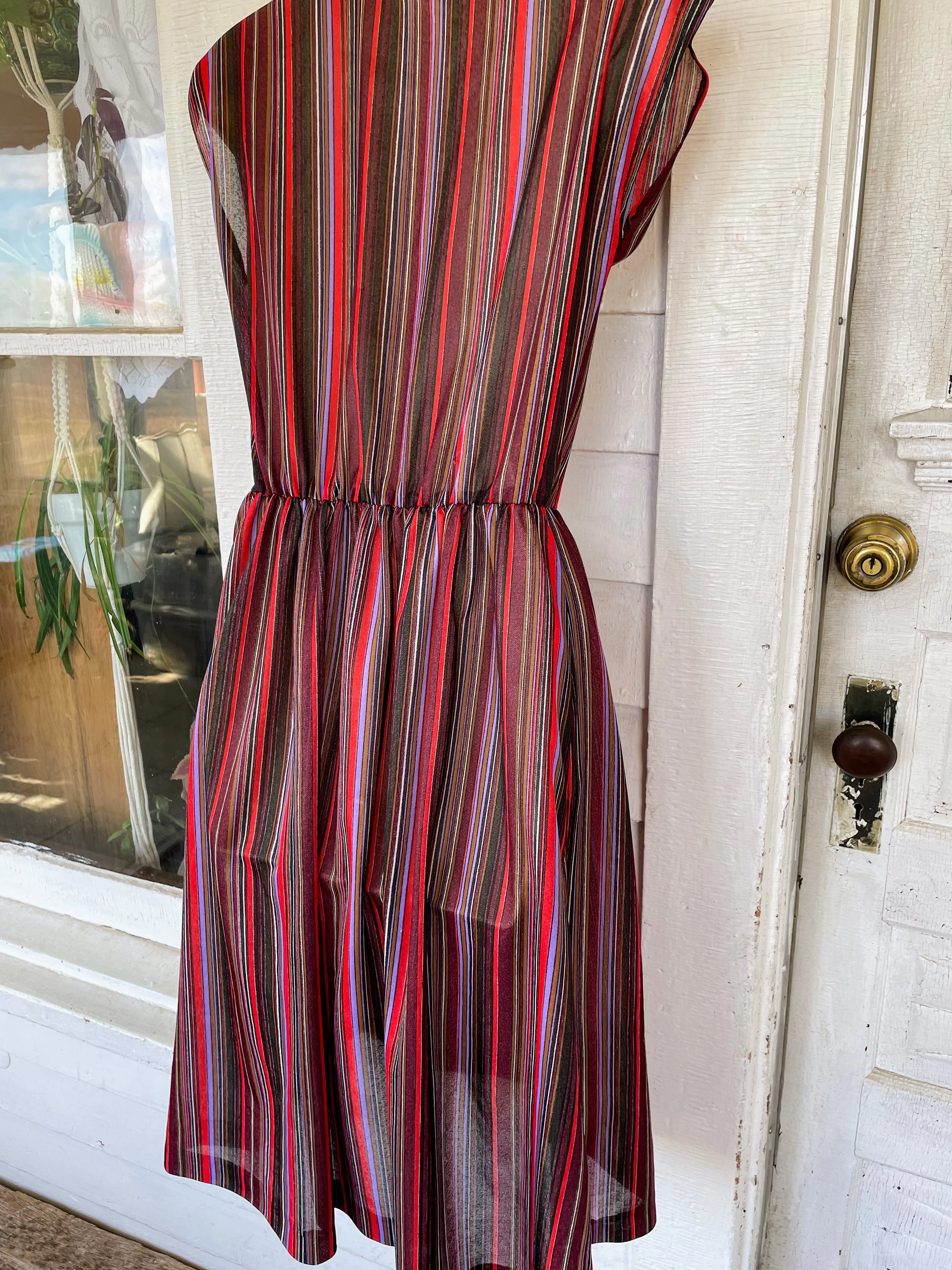 70s Vintage Striped Sheer Dress Mod Small By New Raves - Image 13