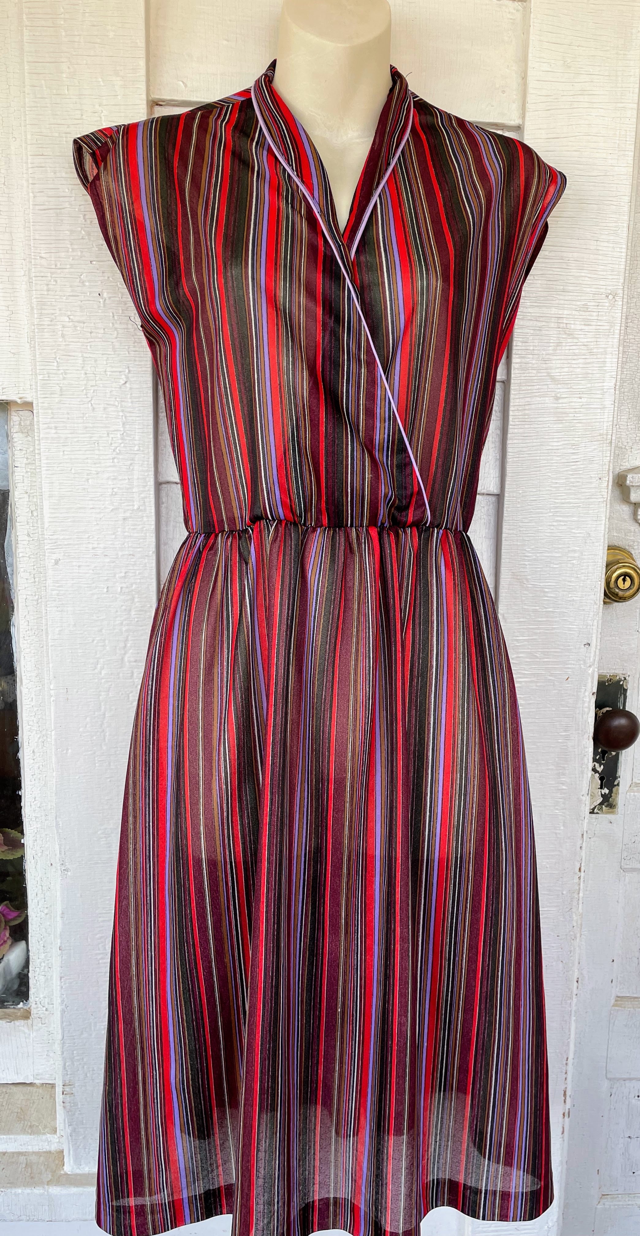 70s Vintage Striped Sheer Dress Mod Small By New Raves - Image 7