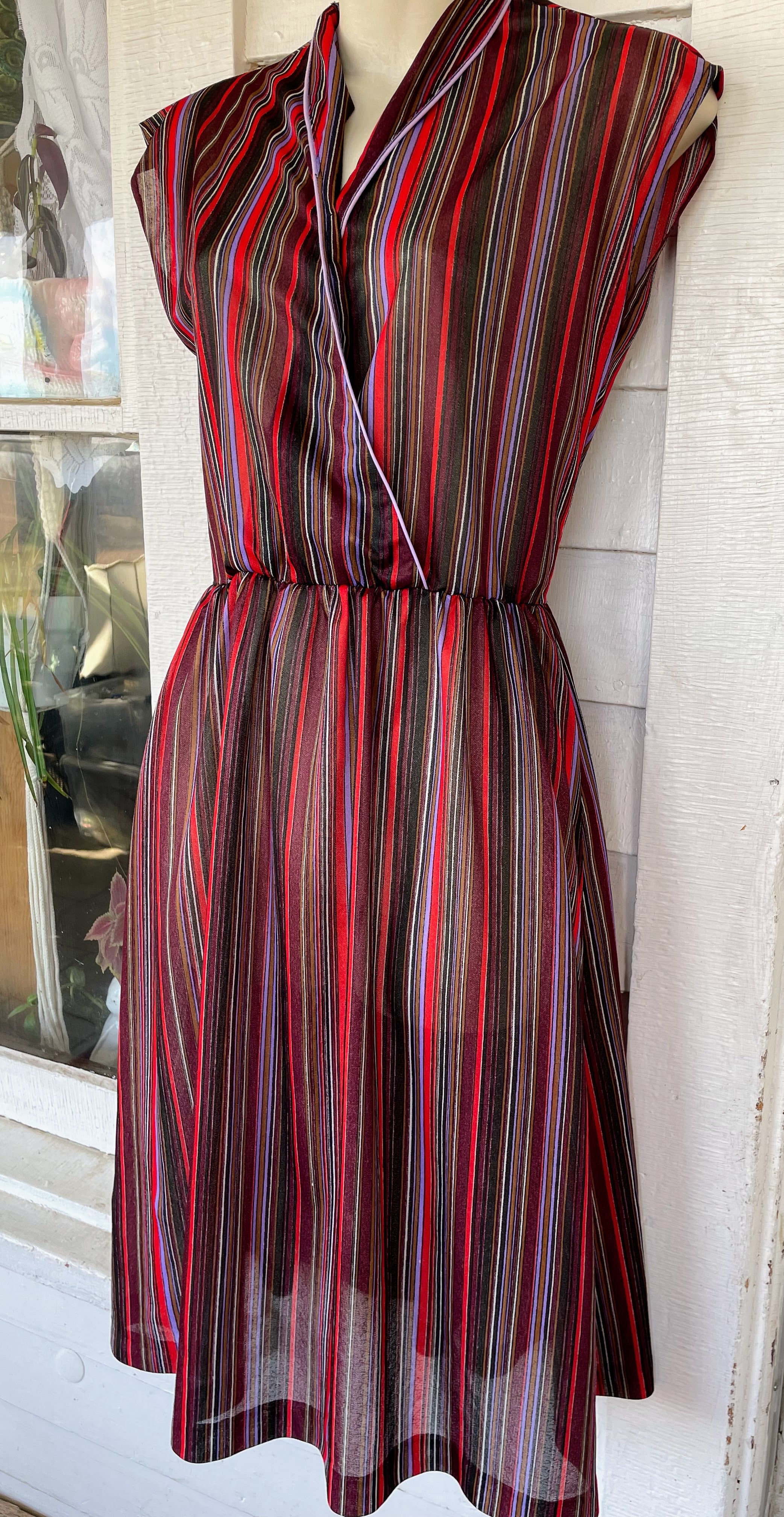 70s Vintage Striped Sheer Dress Mod Small By New Raves - Image 9