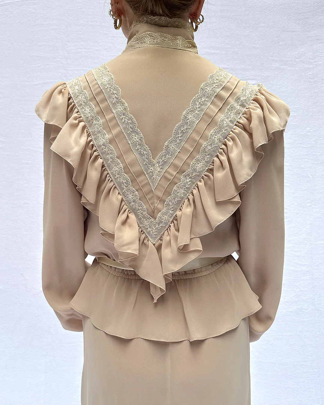 70s Vintage Victorian-style Blouse With Underslip | S - Image 10